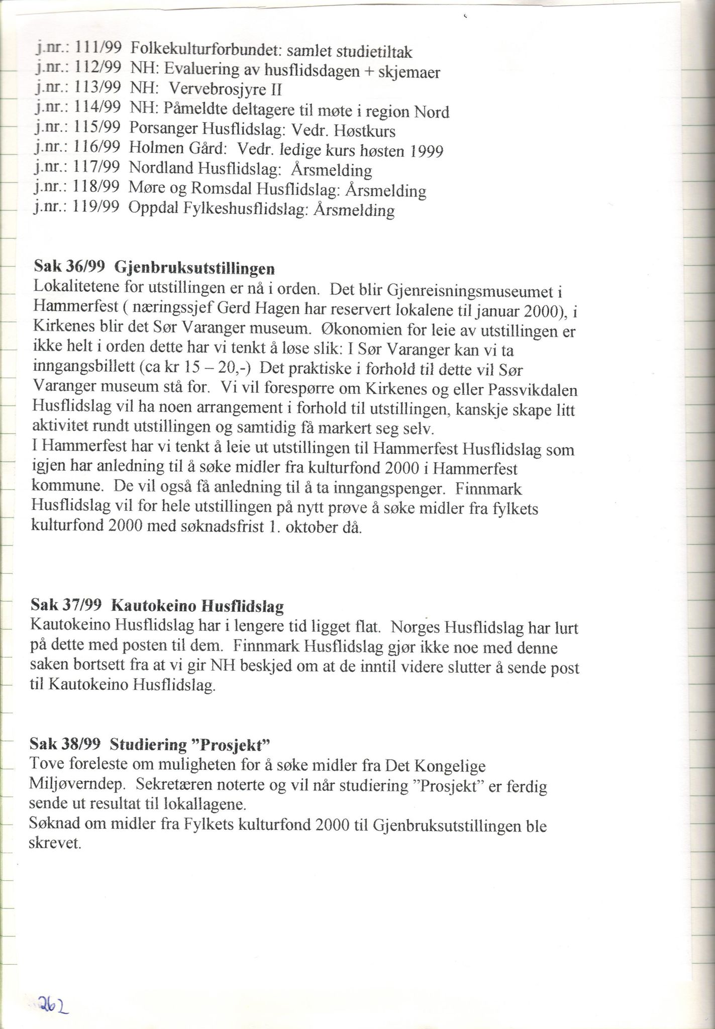 Finnmark Husflidslag, FMFB/A-1134/A/L0004: Møtebok, 1995-2000, s. 268