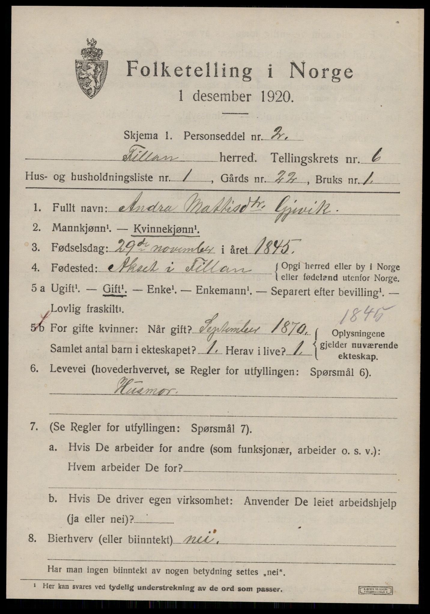 SAT, Folketelling 1920 for 1616 Fillan herred, 1920, s. 2638