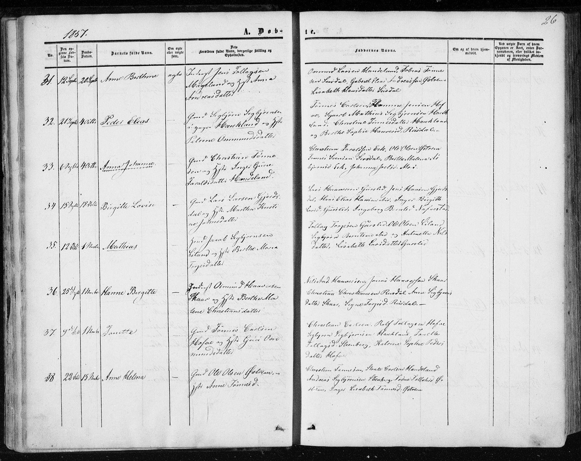 Lund sokneprestkontor, AV/SAST-A-101809/S06/L0009: Ministerialbok nr. A 8, 1853-1877, s. 26