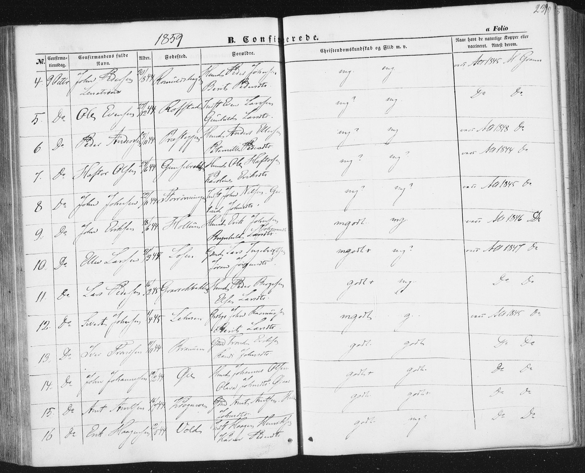 Ministerialprotokoller, klokkerbøker og fødselsregistre - Sør-Trøndelag, SAT/A-1456/691/L1076: Ministerialbok nr. 691A08, 1852-1861, s. 239