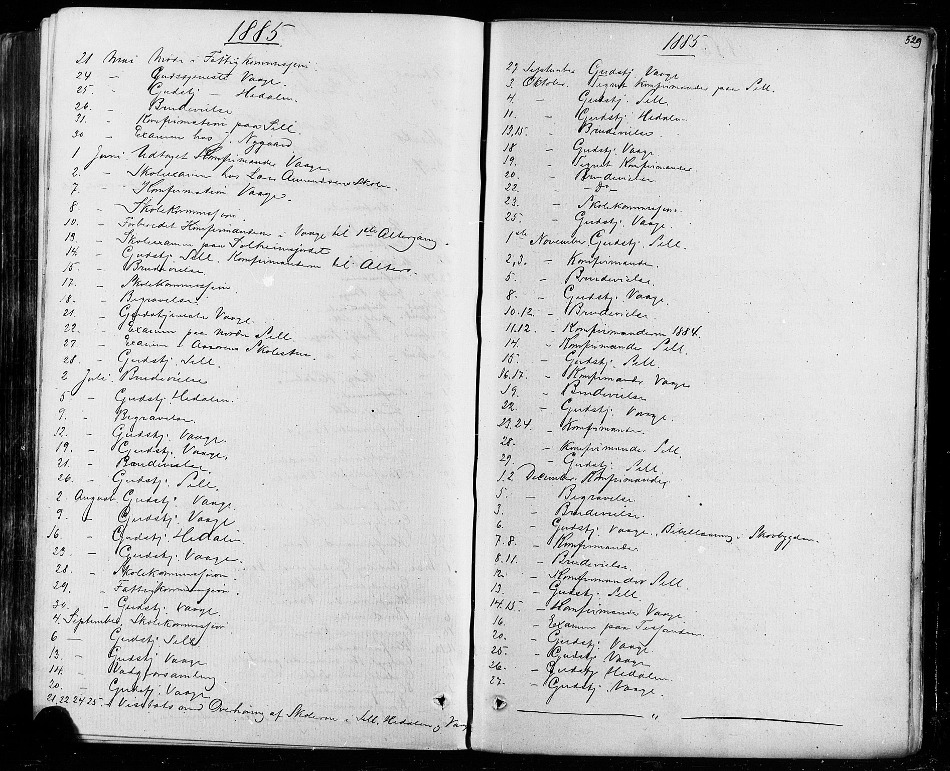 Vågå prestekontor, AV/SAH-PREST-076/H/Ha/Haa/L0007: Ministerialbok nr. 7 /1, 1872-1886, s. 529