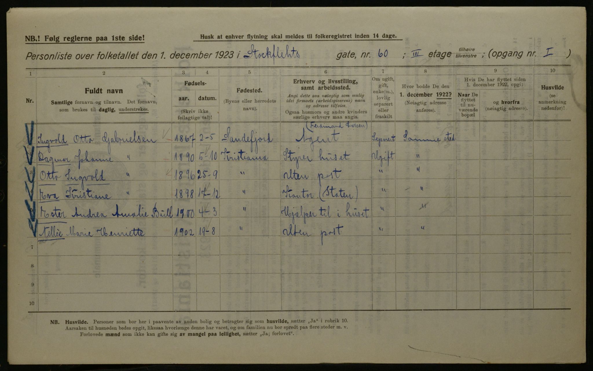 OBA, Kommunal folketelling 1.12.1923 for Kristiania, 1923, s. 113611