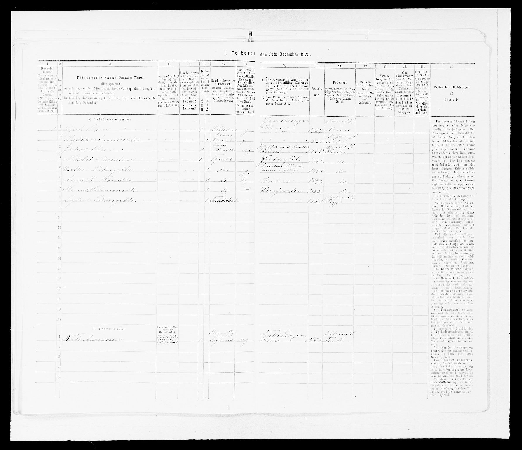 SAB, Folketelling 1875 for 1437L Kinn prestegjeld, Kinn sokn og Svanøy sokn, 1875, s. 1146