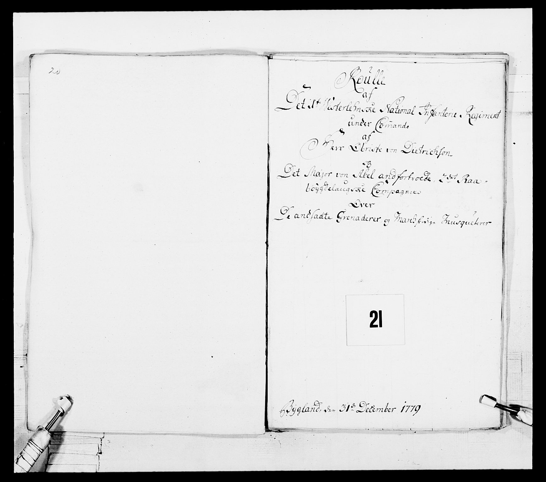 Generalitets- og kommissariatskollegiet, Det kongelige norske kommissariatskollegium, AV/RA-EA-5420/E/Eh/L0102: 1. Vesterlenske nasjonale infanteriregiment, 1778-1780, s. 120