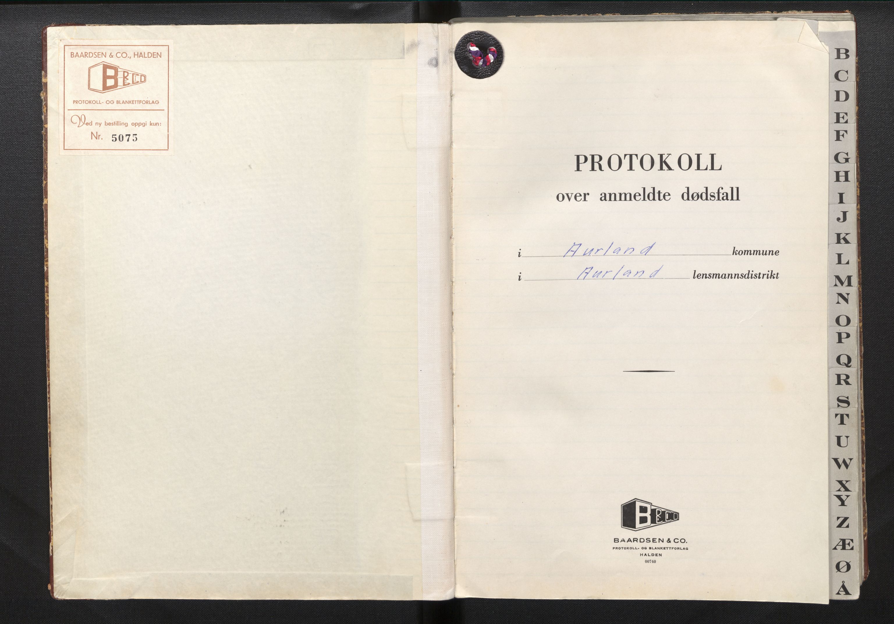 Lensmannen i Aurland, SAB/A-26401/0006/L0003f: Dødsfallprotokoll, 1967-1972