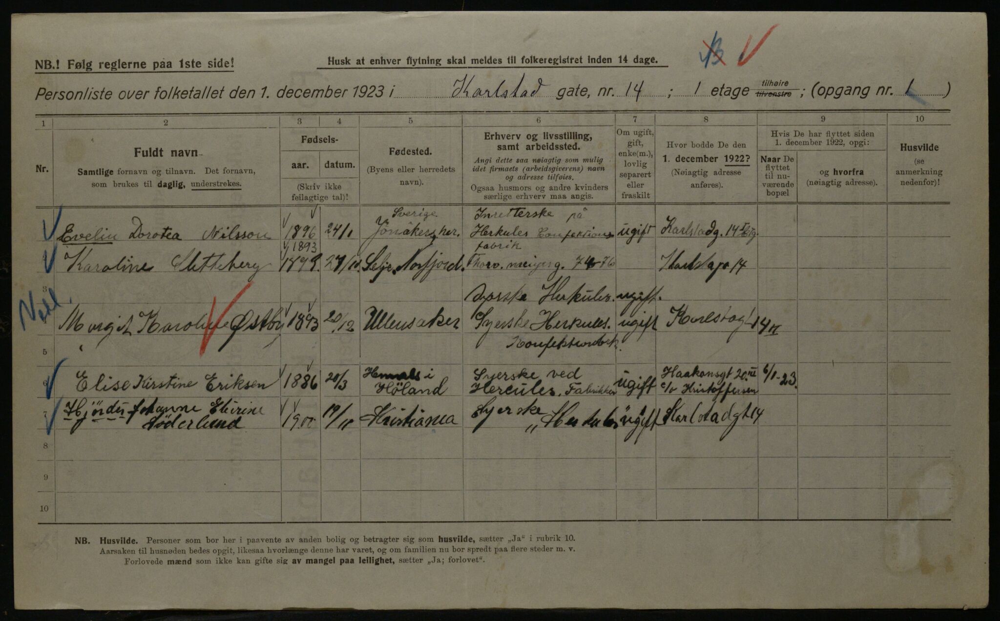 OBA, Kommunal folketelling 1.12.1923 for Kristiania, 1923, s. 54941