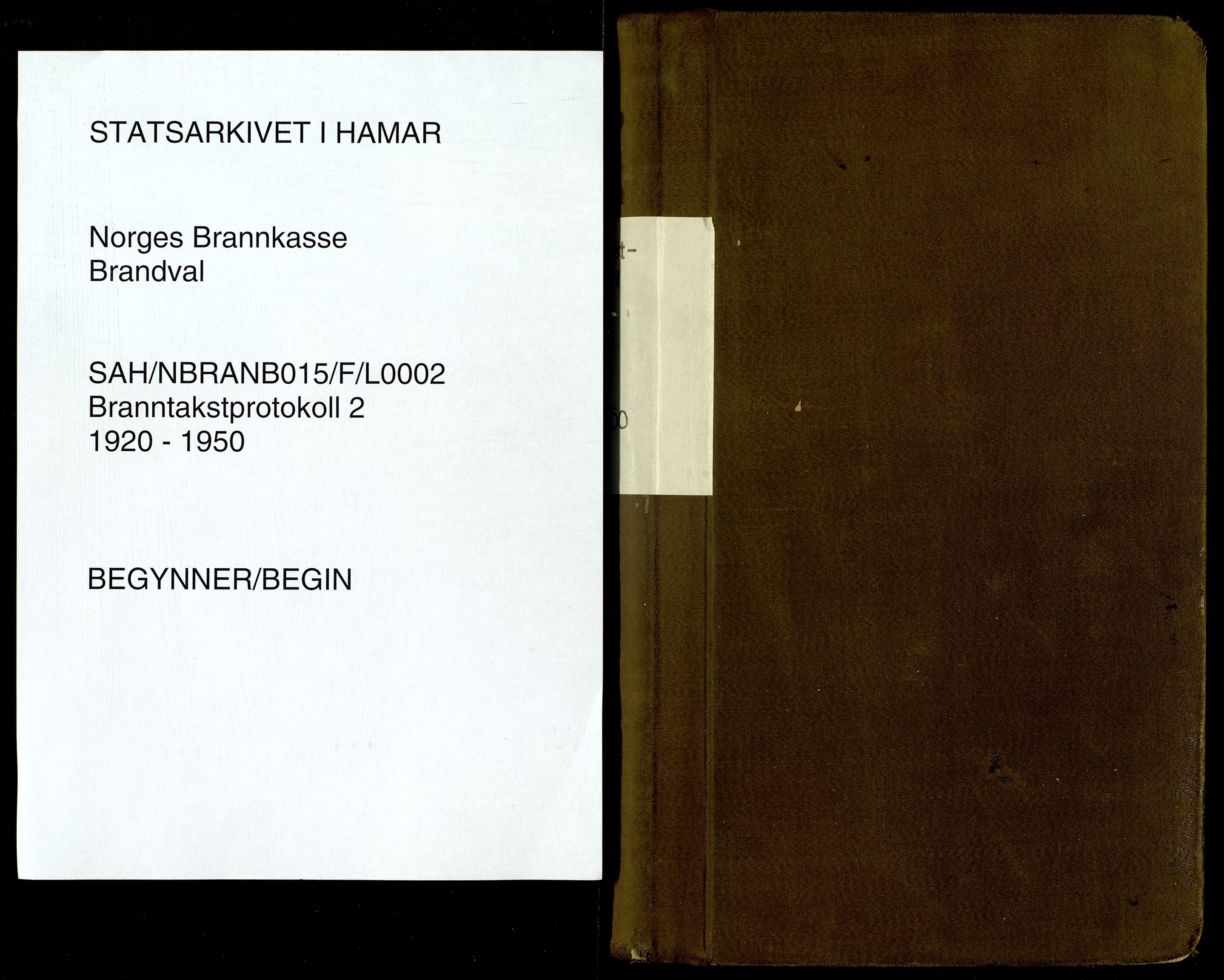 Norges Brannkasse, Brandval, SAH/NBRANB-015/F/L0002: Branntakstprotokoll, 1920-1950