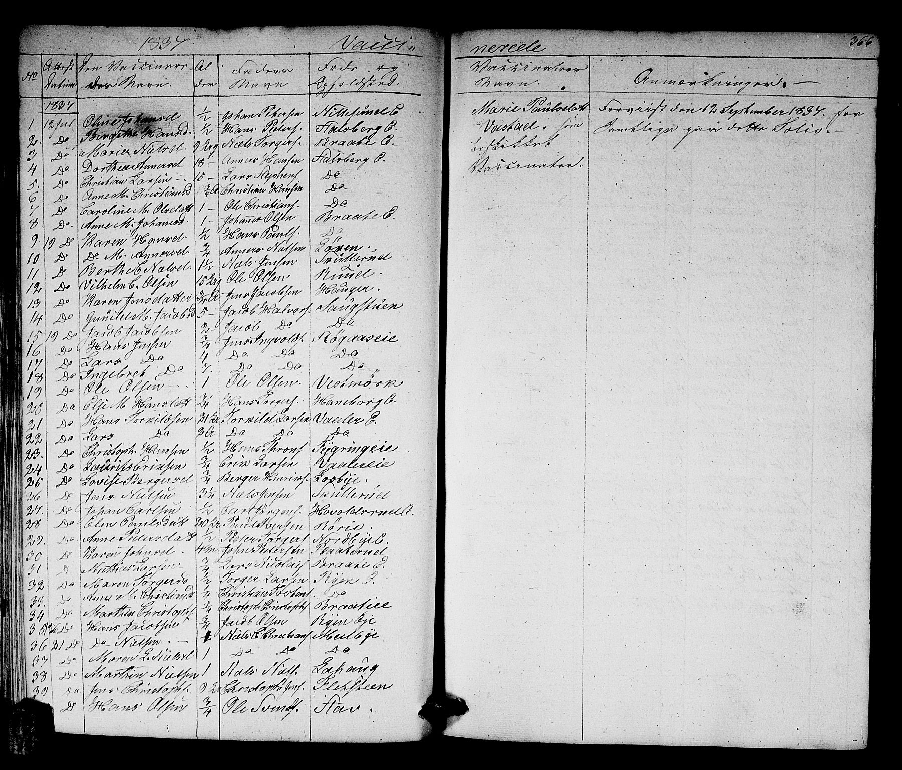 Skedsmo prestekontor Kirkebøker, AV/SAO-A-10033a/G/Ga/L0001: Klokkerbok nr. I 1, 1830-1854, s. 366