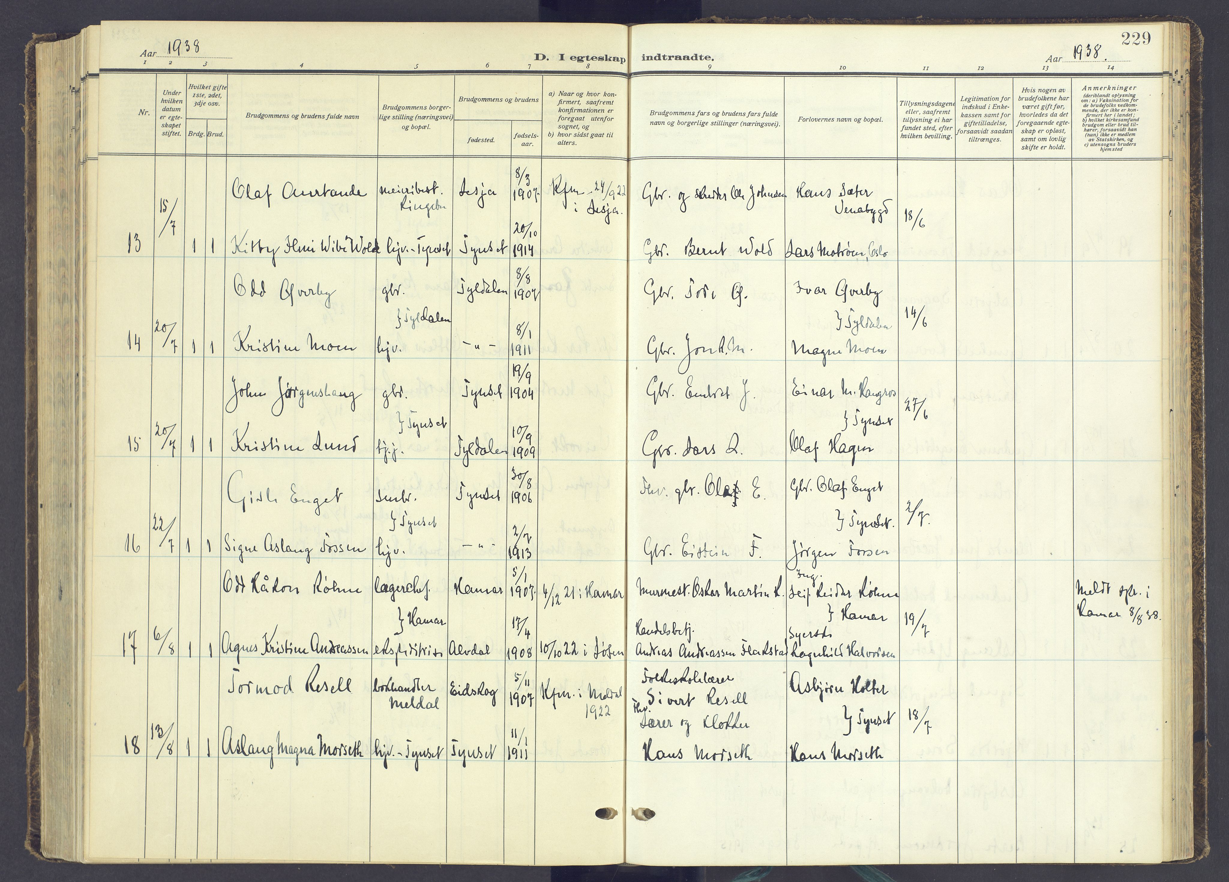 Tynset prestekontor, AV/SAH-PREST-058/H/Ha/Haa/L0027: Ministerialbok nr. 27, 1930-1944, s. 229