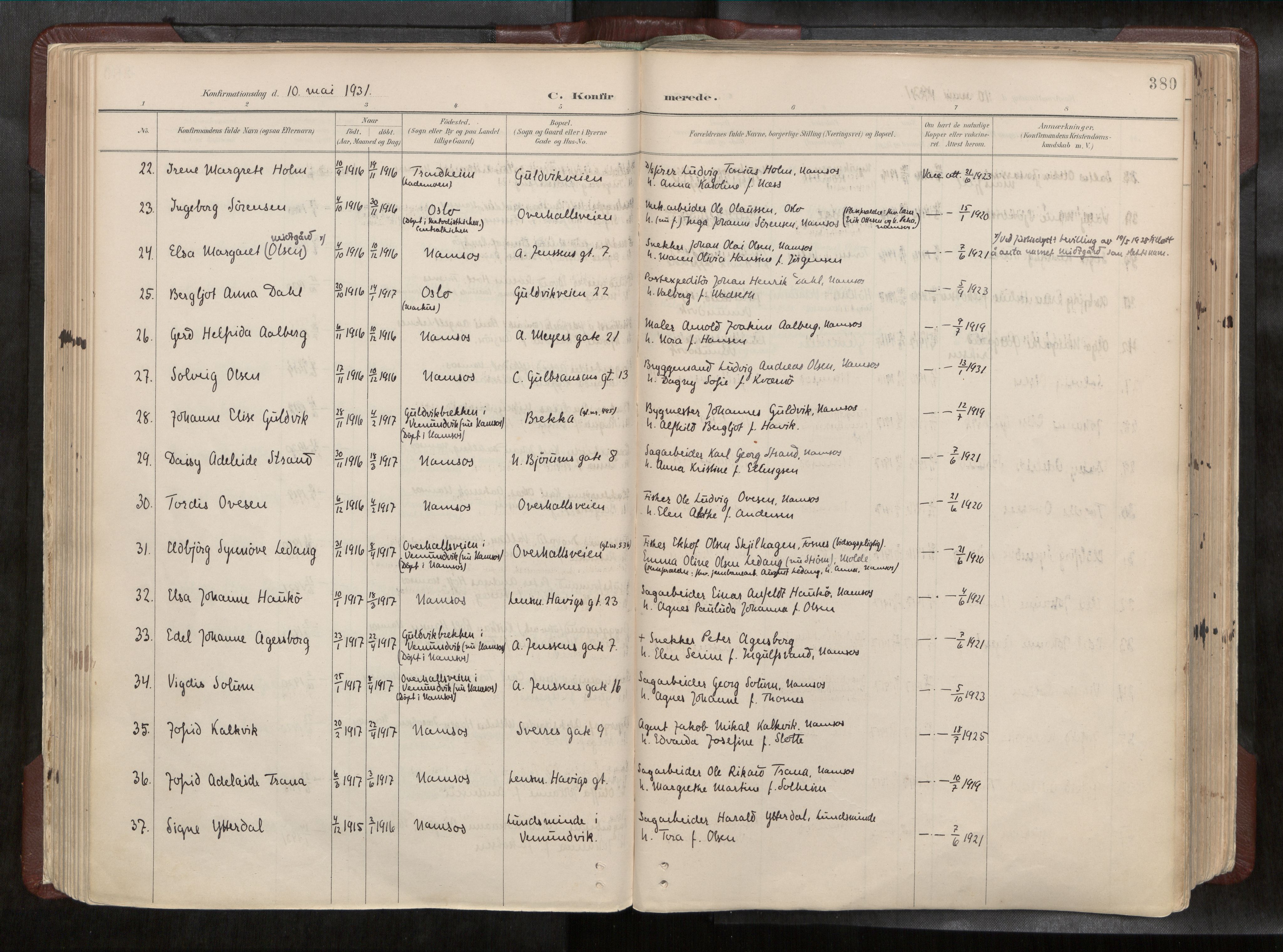 Ministerialprotokoller, klokkerbøker og fødselsregistre - Nord-Trøndelag, AV/SAT-A-1458/768/L0579a: Ministerialbok nr. 768A14, 1887-1931, s. 380