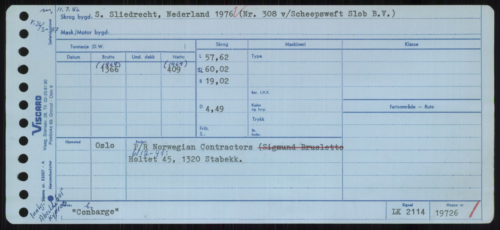 Sjøfartsdirektoratet med forløpere, Skipsmålingen, RA/S-1627/H/Hc/L0001: Lektere, A-Y, s. 73