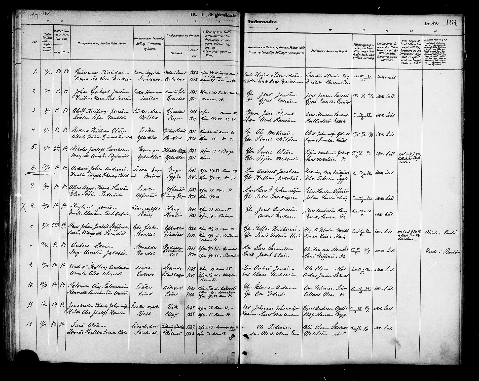 Ministerialprotokoller, klokkerbøker og fødselsregistre - Nordland, SAT/A-1459/881/L1167: Klokkerbok nr. 881C04, 1886-1899, s. 164