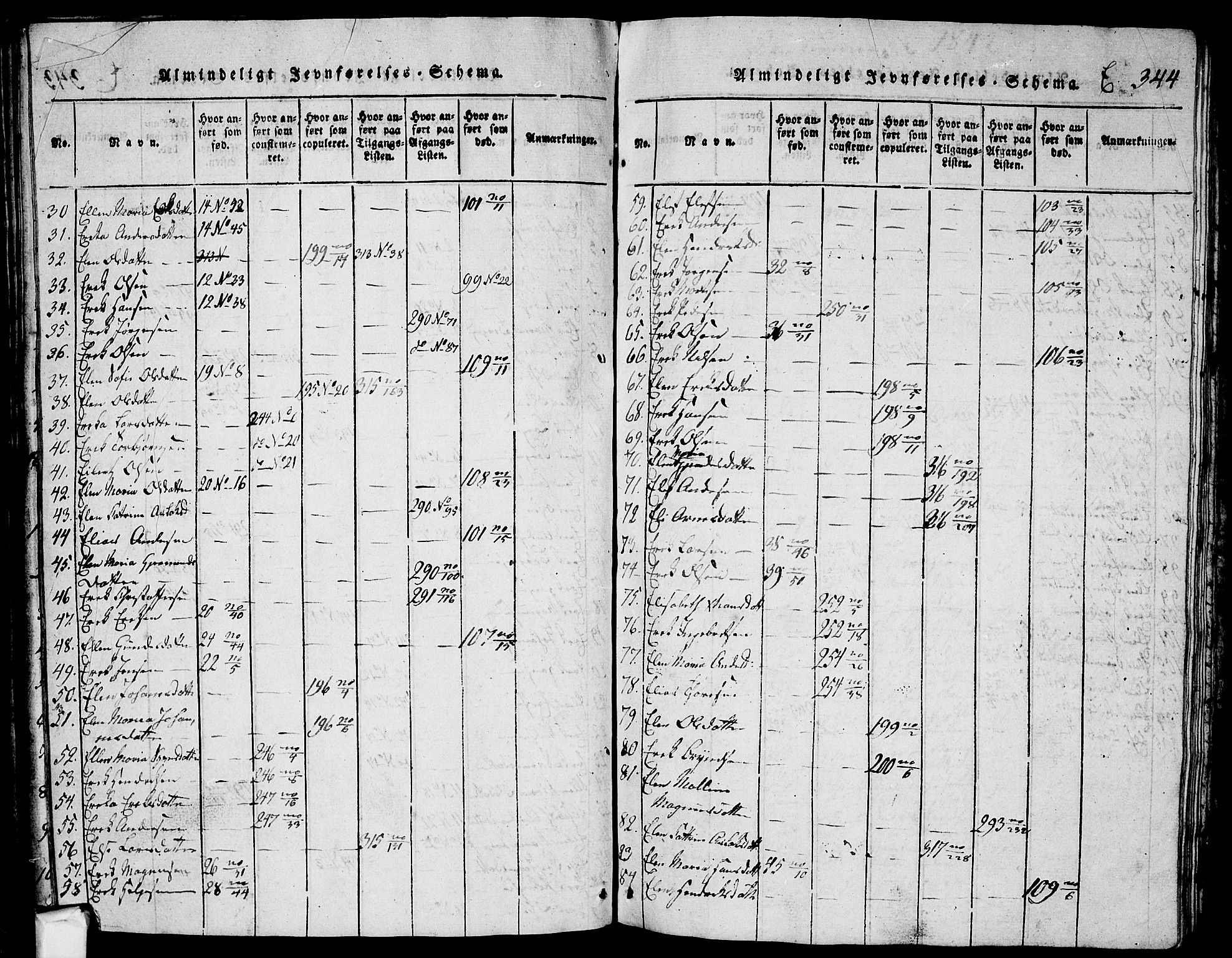 Skjeberg prestekontor Kirkebøker, SAO/A-10923/G/Ga/L0001: Klokkerbok nr. I 1, 1815-1830, s. 344