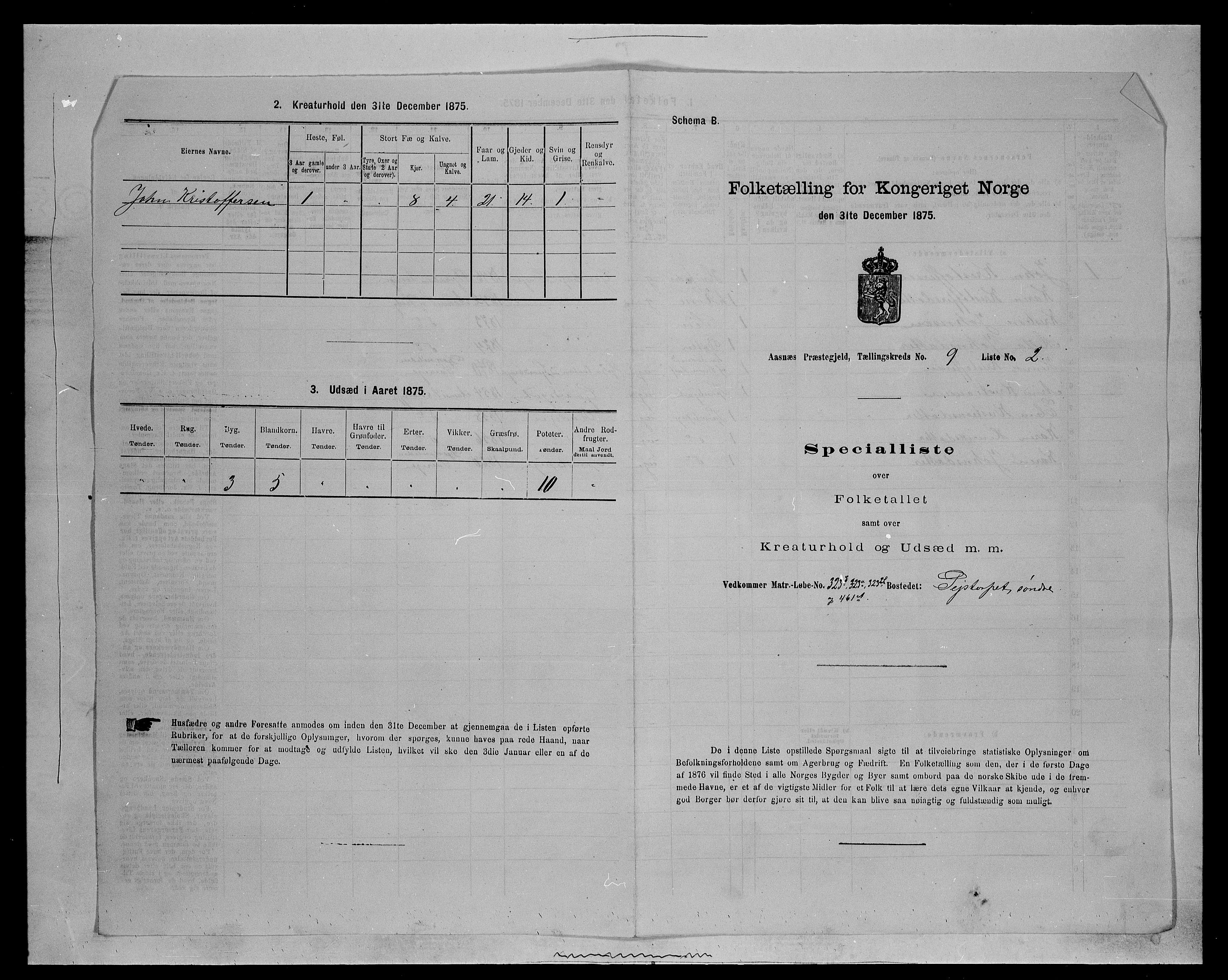 SAH, Folketelling 1875 for 0425P Åsnes prestegjeld, 1875, s. 1346