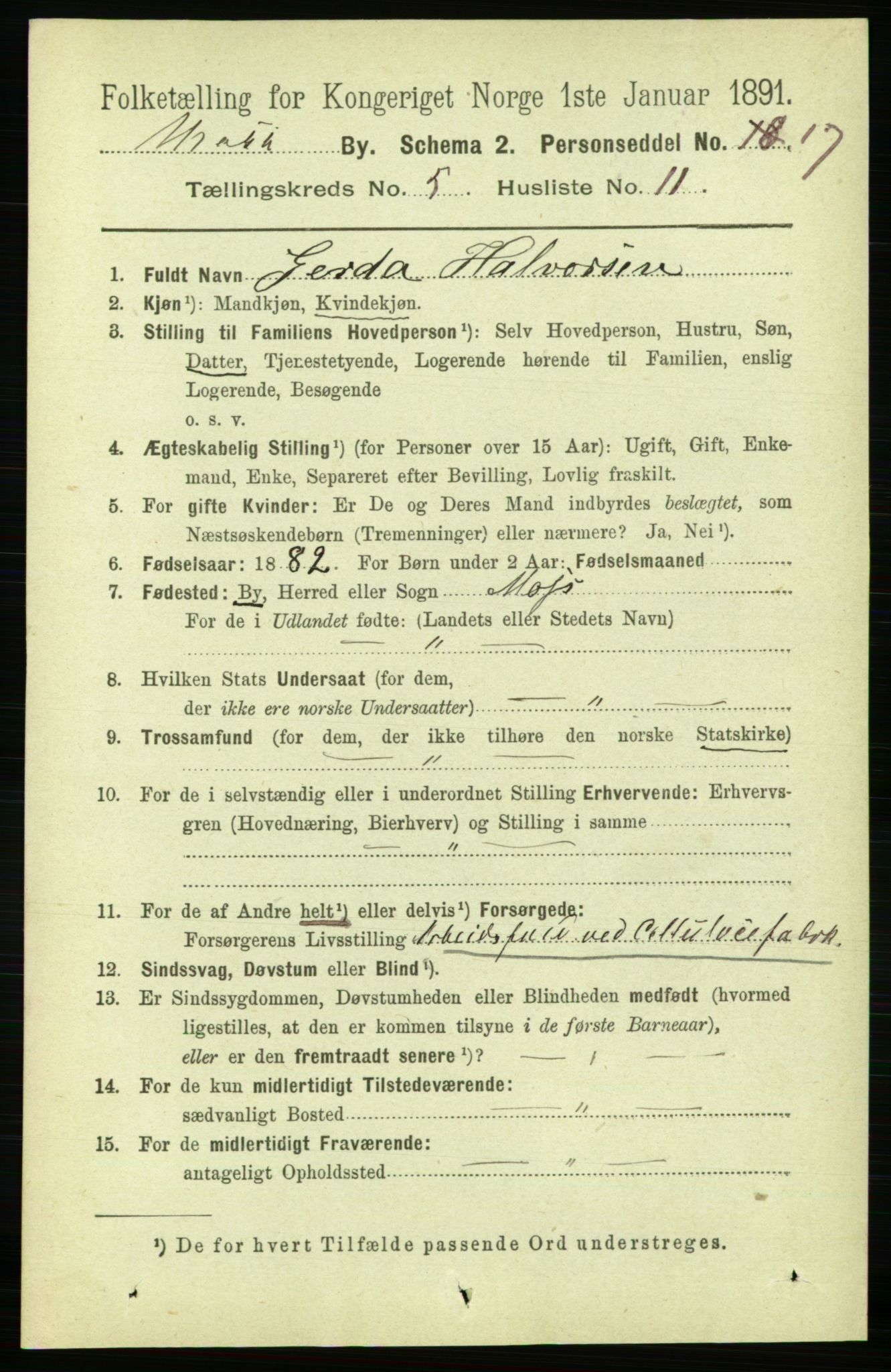 RA, Folketelling 1891 for 0104 Moss kjøpstad, 1891, s. 3241