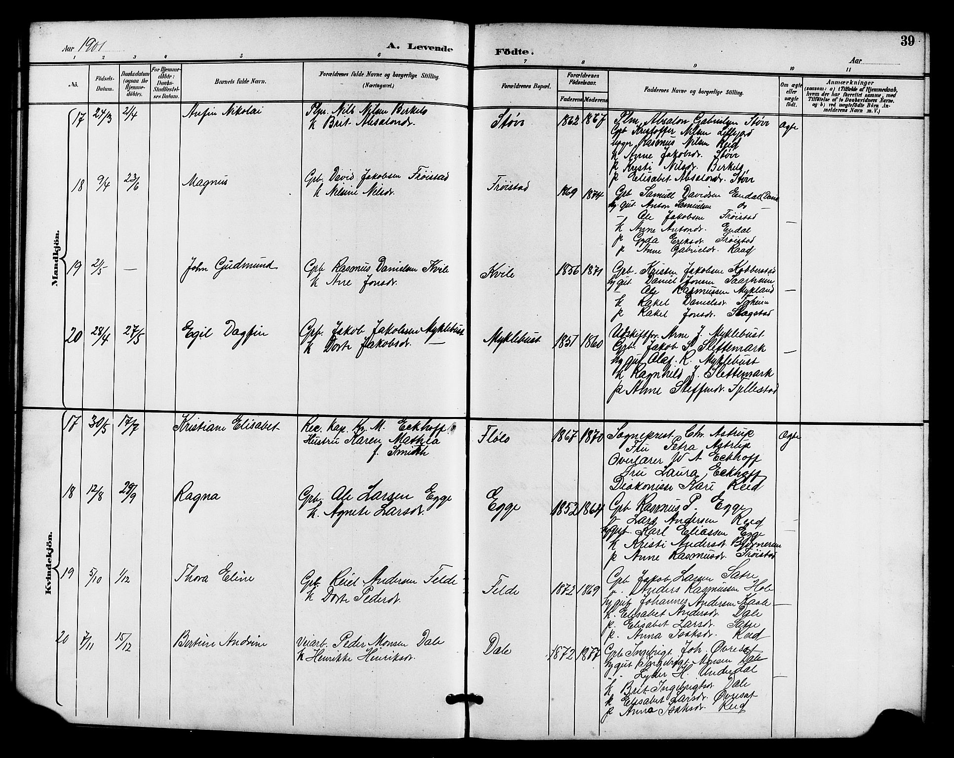 Gloppen sokneprestembete, AV/SAB-A-80101/H/Hab/Habc/L0002: Klokkerbok nr. C 2, 1896-1910, s. 39