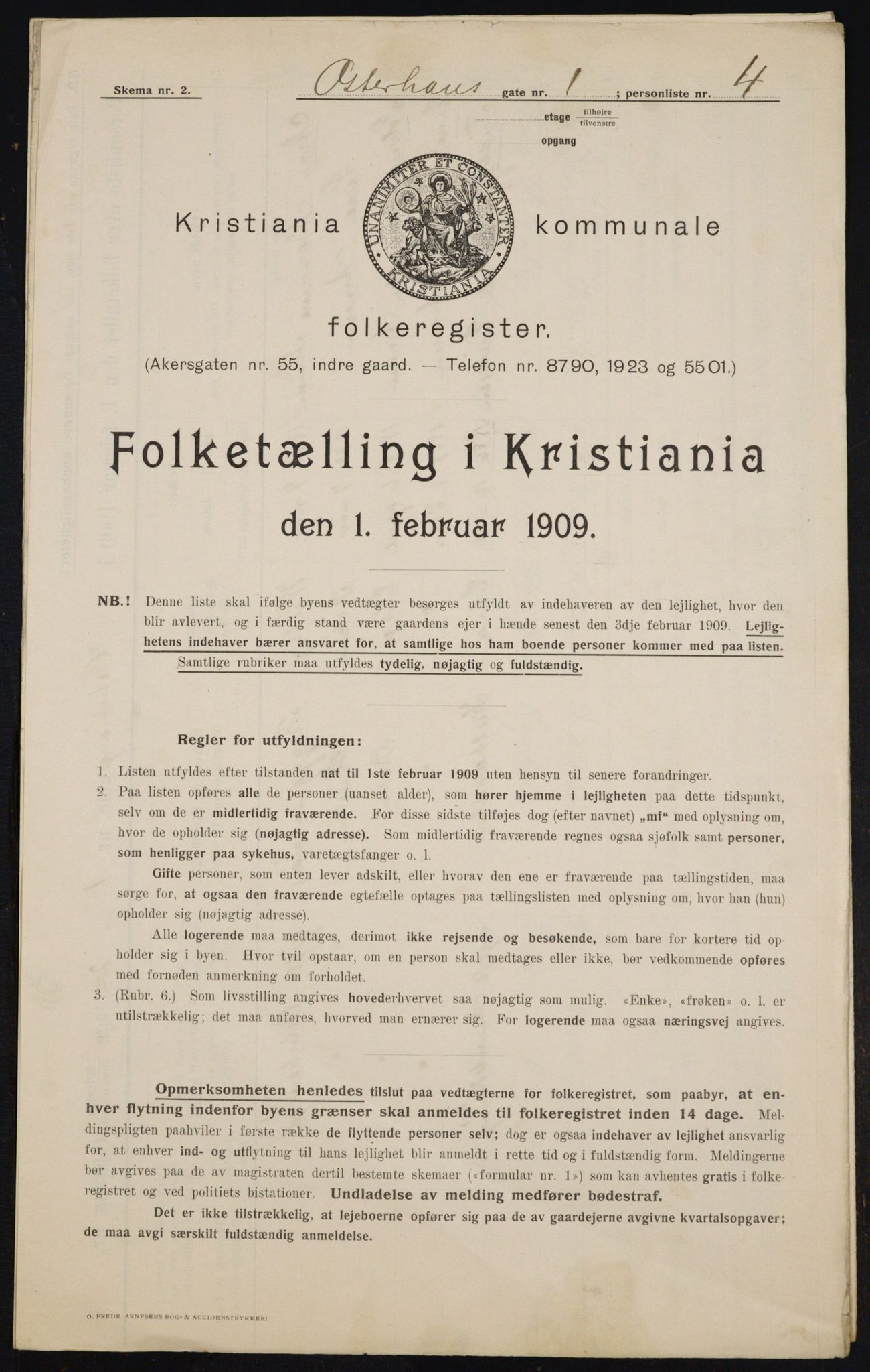 OBA, Kommunal folketelling 1.2.1909 for Kristiania kjøpstad, 1909, s. 70036