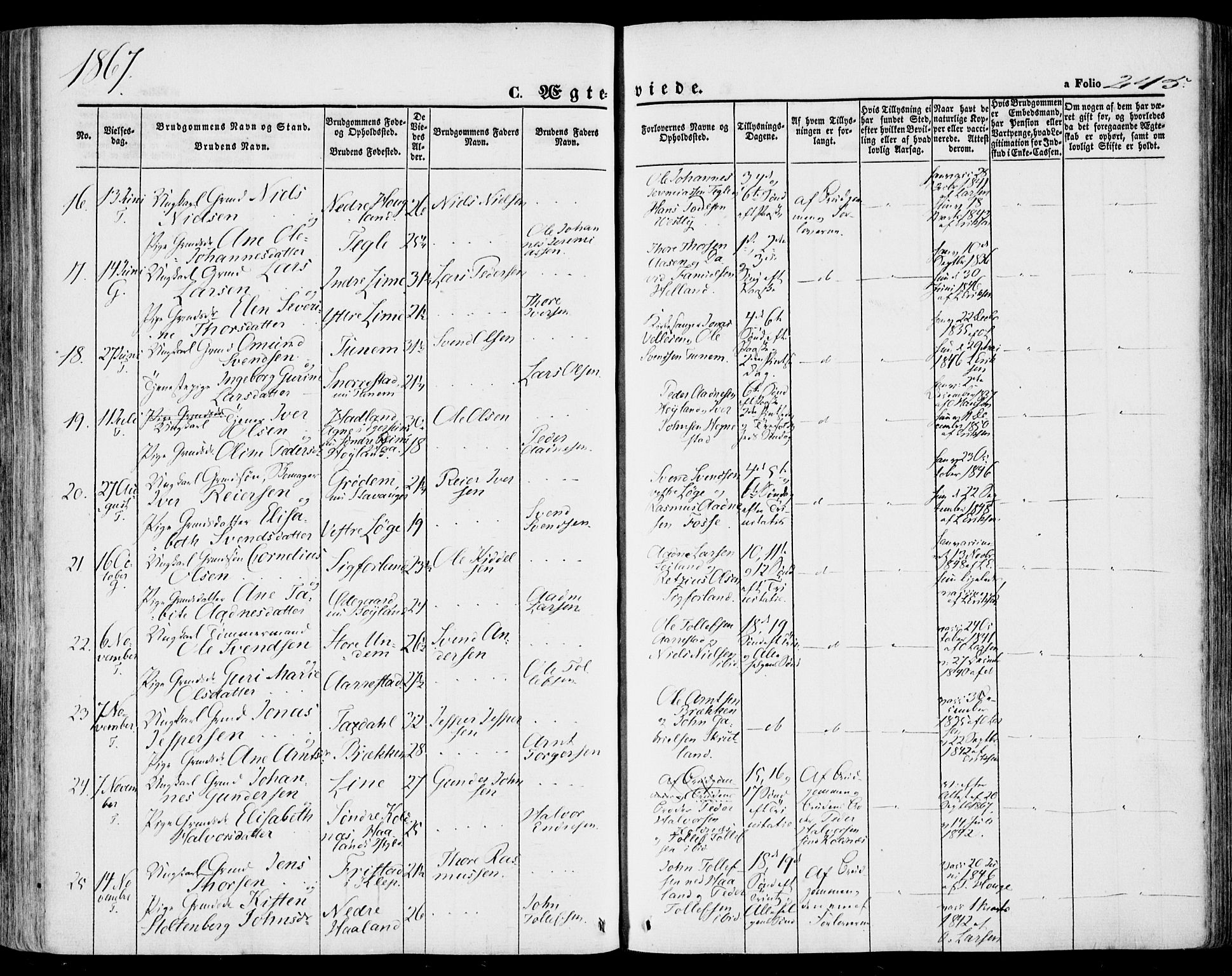 Lye sokneprestkontor, AV/SAST-A-101794/001/30BA/L0007: Ministerialbok nr. A 6, 1856-1871, s. 245