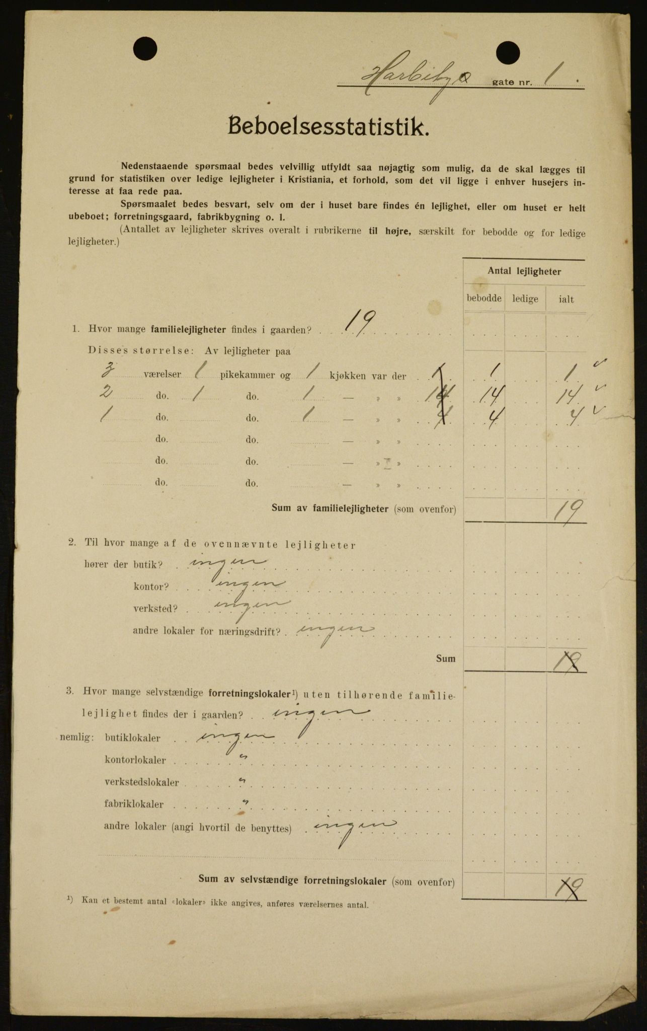 OBA, Kommunal folketelling 1.2.1909 for Kristiania kjøpstad, 1909, s. 73316