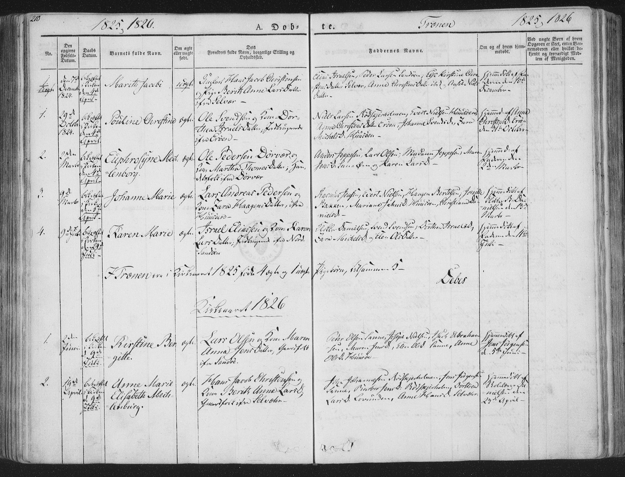Ministerialprotokoller, klokkerbøker og fødselsregistre - Nordland, SAT/A-1459/839/L0565: Ministerialbok nr. 839A02, 1825-1862, s. 210