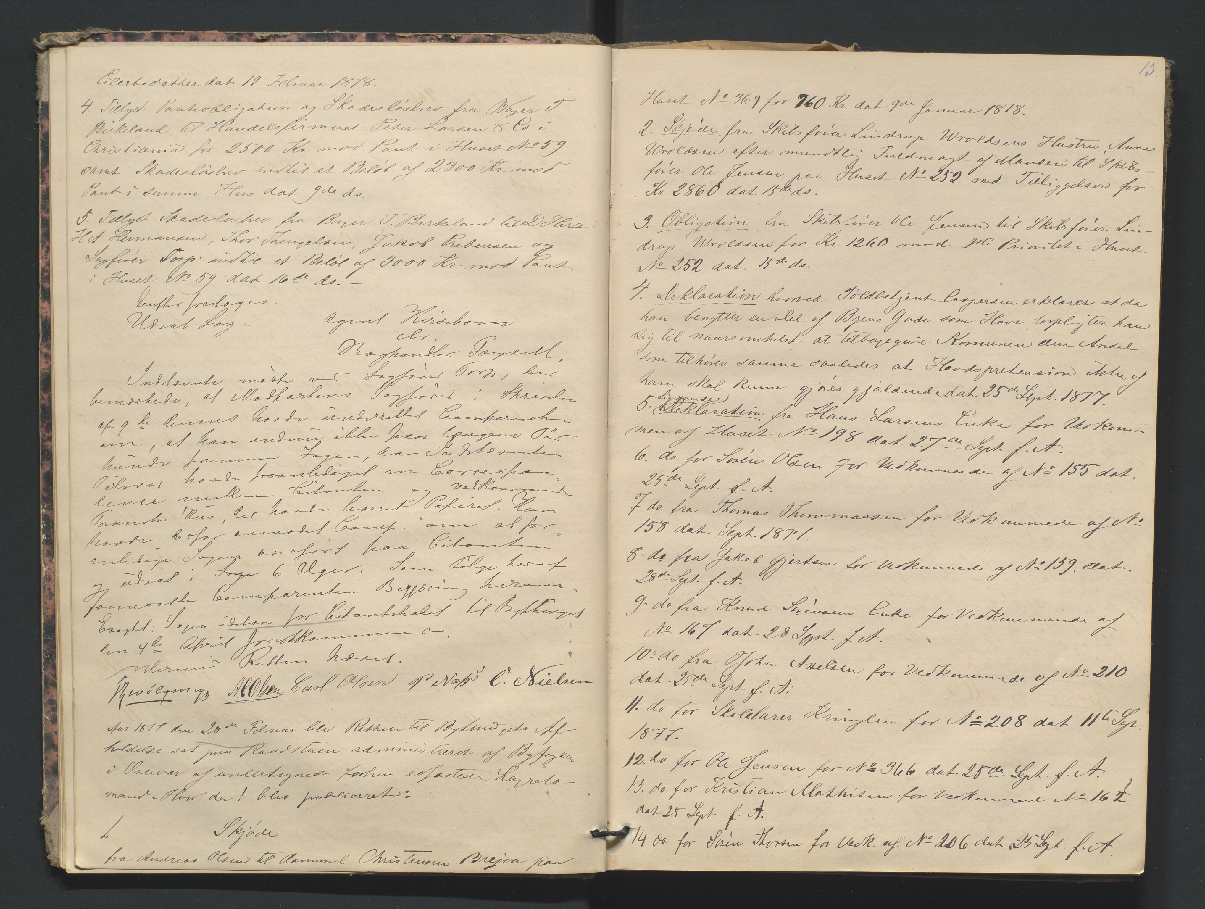 Risør byfogd, AV/SAK-1222-0005/F/Fa/L0004: Justisprotokoll nr. 4, 1877-1880, s. 12b-13a