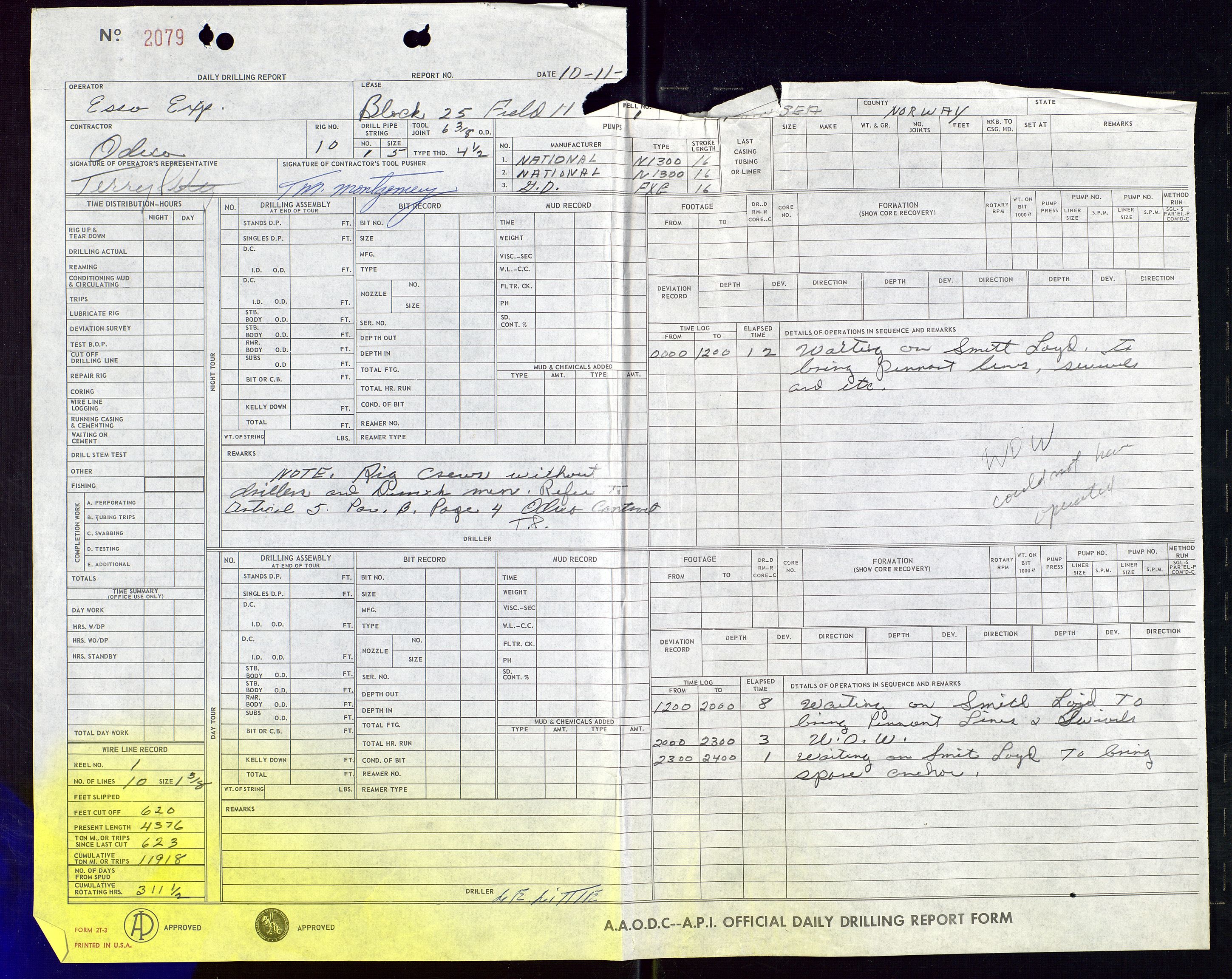 Pa 1512 - Esso Exploration and Production Norway Inc., AV/SAST-A-101917/E/Ea/L0012: Well 25/11-1 og Well 25/10-3, 1966-1967, s. 594