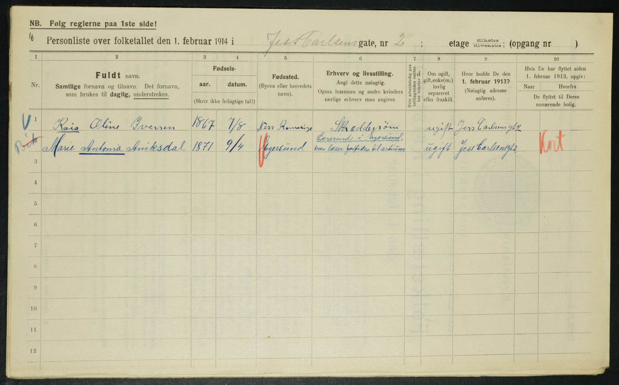 OBA, Kommunal folketelling 1.2.1914 for Kristiania, 1914, s. 46987