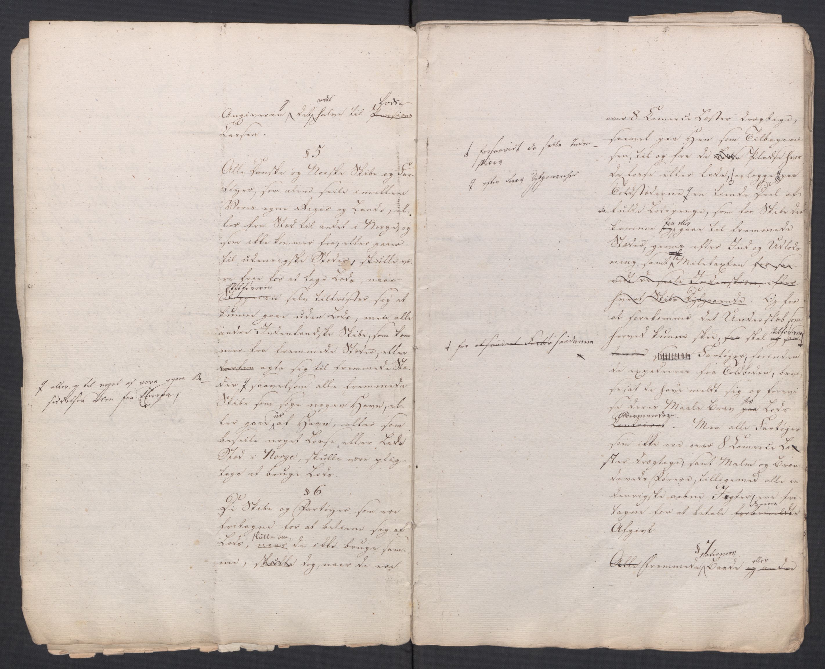 Forskjellige samlinger, Uplasserte saker i Eldre avdeling, AV/RA-EA-4033/F/L0005: Losvesenet., 1723-1807, s. 159