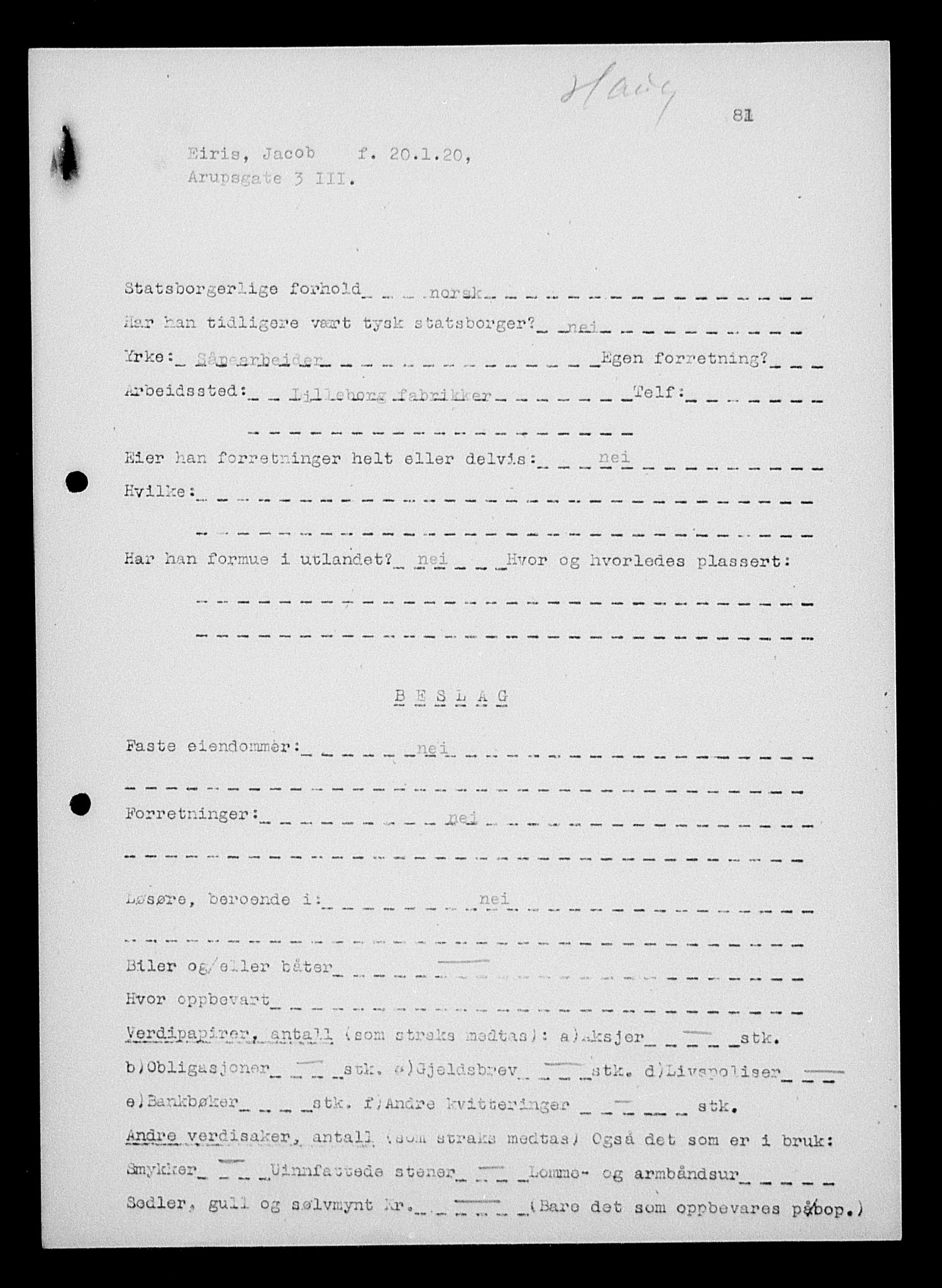 Justisdepartementet, Tilbakeføringskontoret for inndratte formuer, AV/RA-S-1564/H/Hc/Hcc/L0932: --, 1945-1947, s. 550