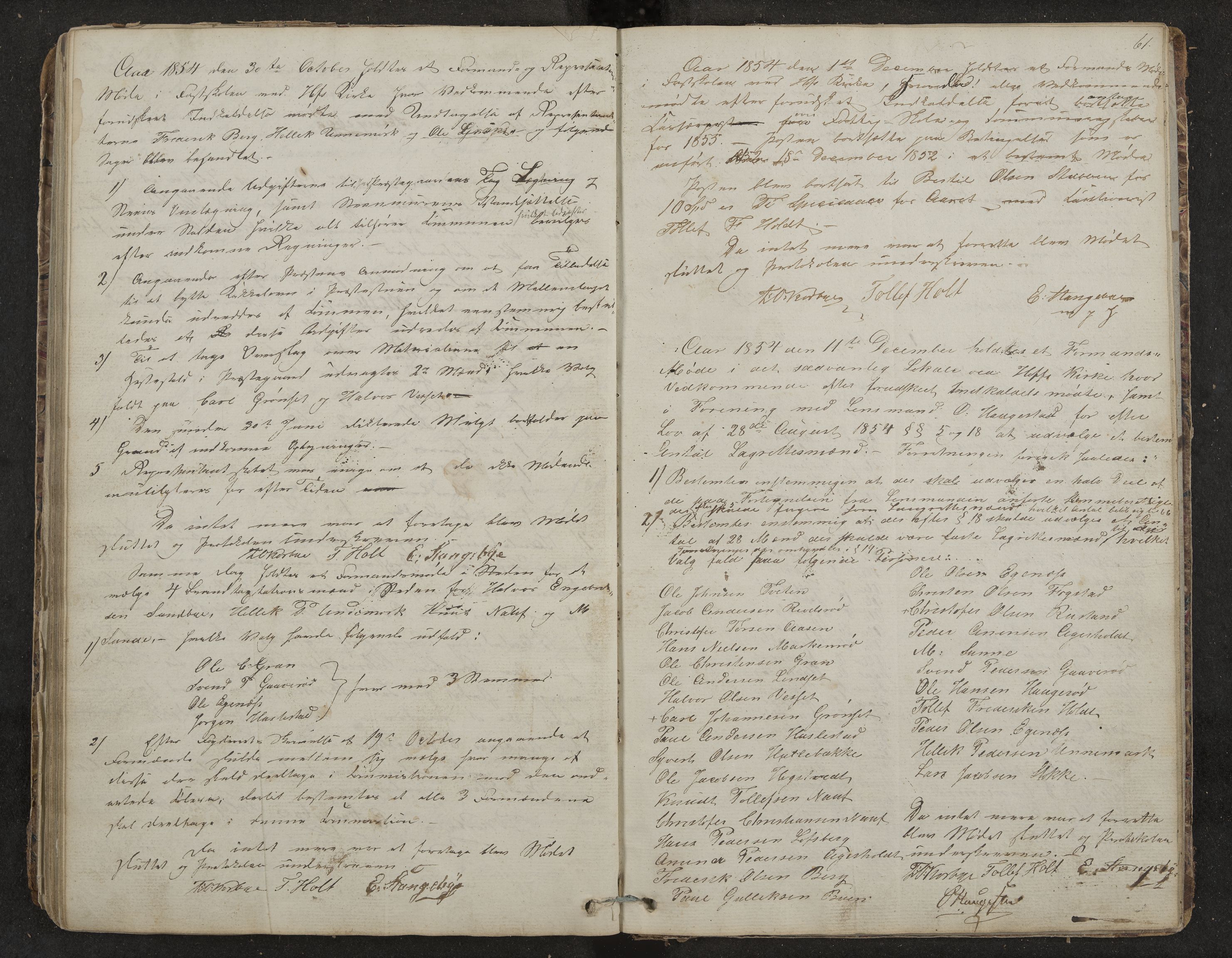Hof formannskap og sentraladministrasjon, IKAK/0714021-1/A/Aa/L0001: Møtebok, 1837-1859, s. 61