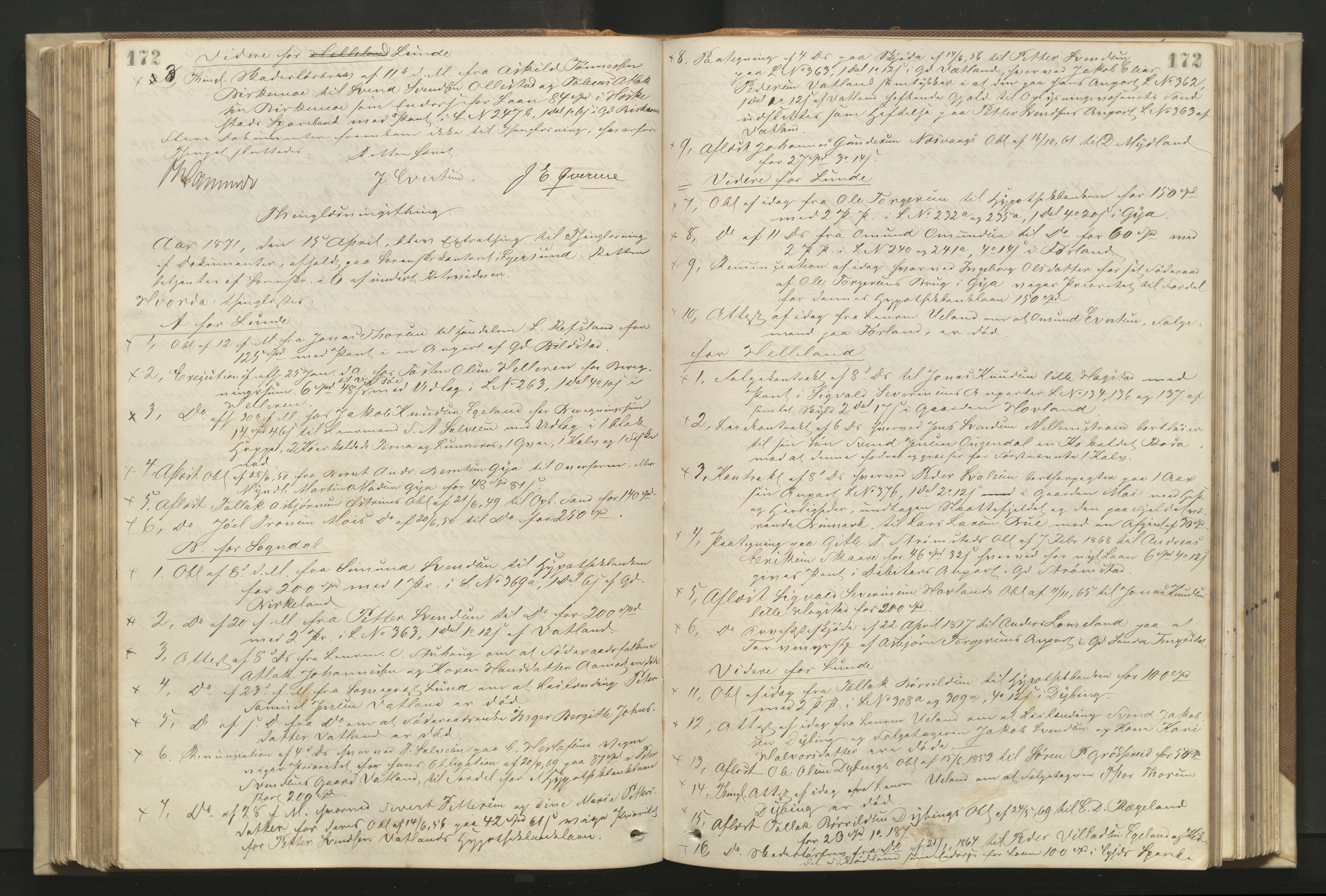 Dalane sorenskriveri, AV/SAST-A-100309/001/3/30/30BA/L0001: TINGBOK, 1868-1875, s. 172