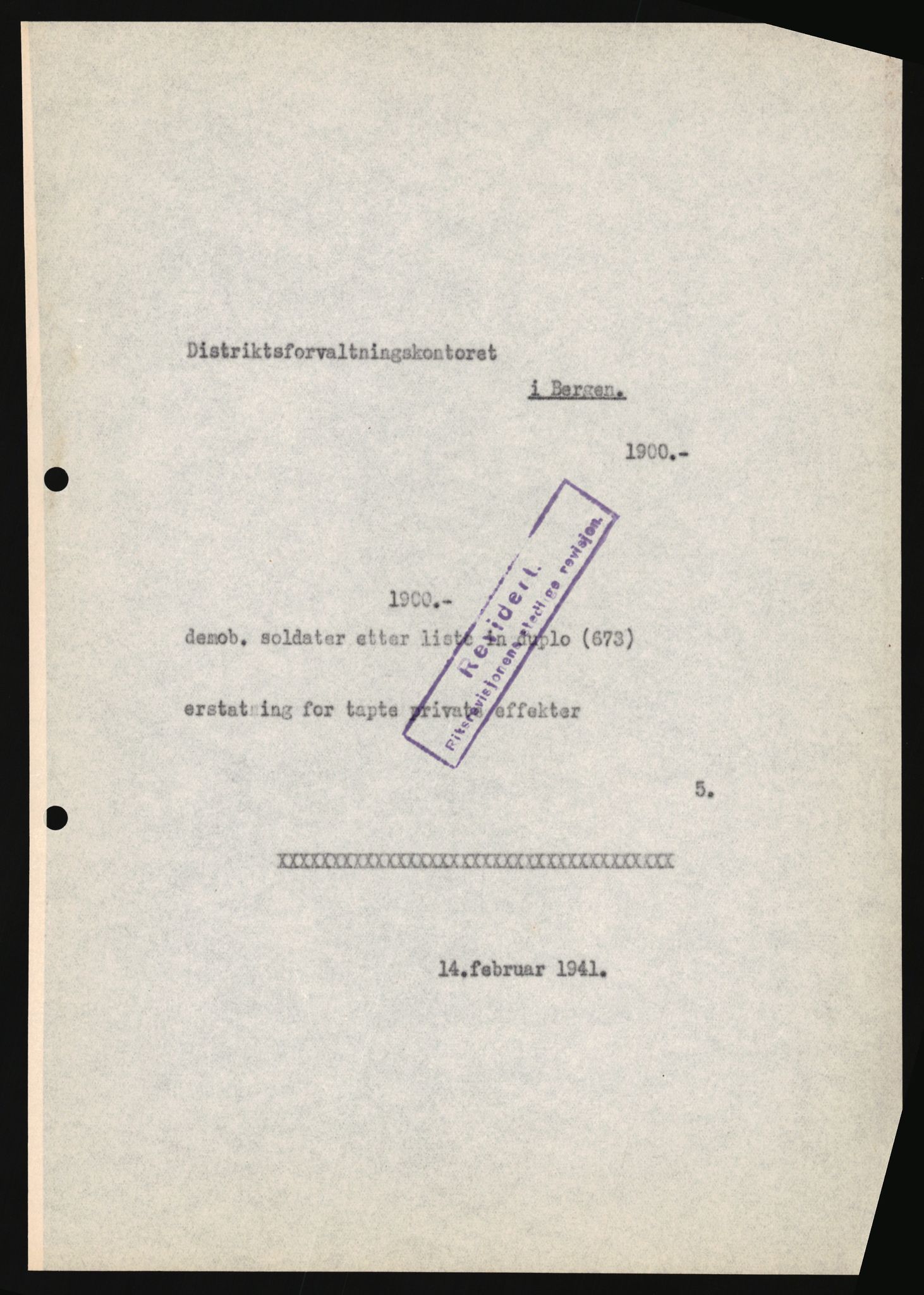 Justisdepartementet, Oppgjørsavdelingen, AV/RA-S-1056/G/Ga/L0005: Anvisningsliste nr. 385-388, 390-410, 662-725, 728-732, 736-740 og 1106-1140 over utbetalte effektsaker, 1940-1942, s. 1037