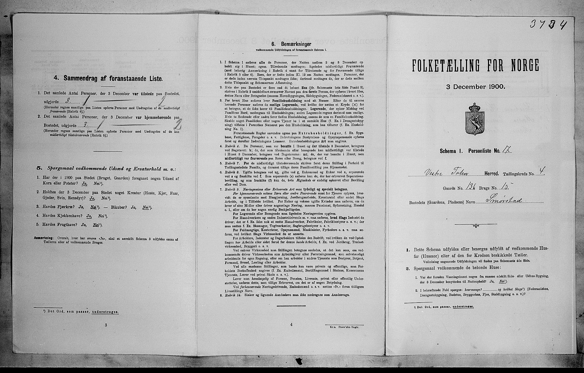 SAH, Folketelling 1900 for 0529 Vestre Toten herred, 1900, s. 611