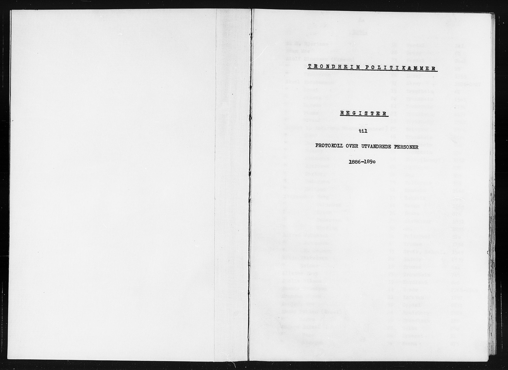 Trondheim politikammer, AV/SAT-A-1887/1/32/L0019/0003: Statsarkivet i Trondheims registre til emigrantprotokollene / Register over emigranter, ordnet etter fornavn, 1886-1890