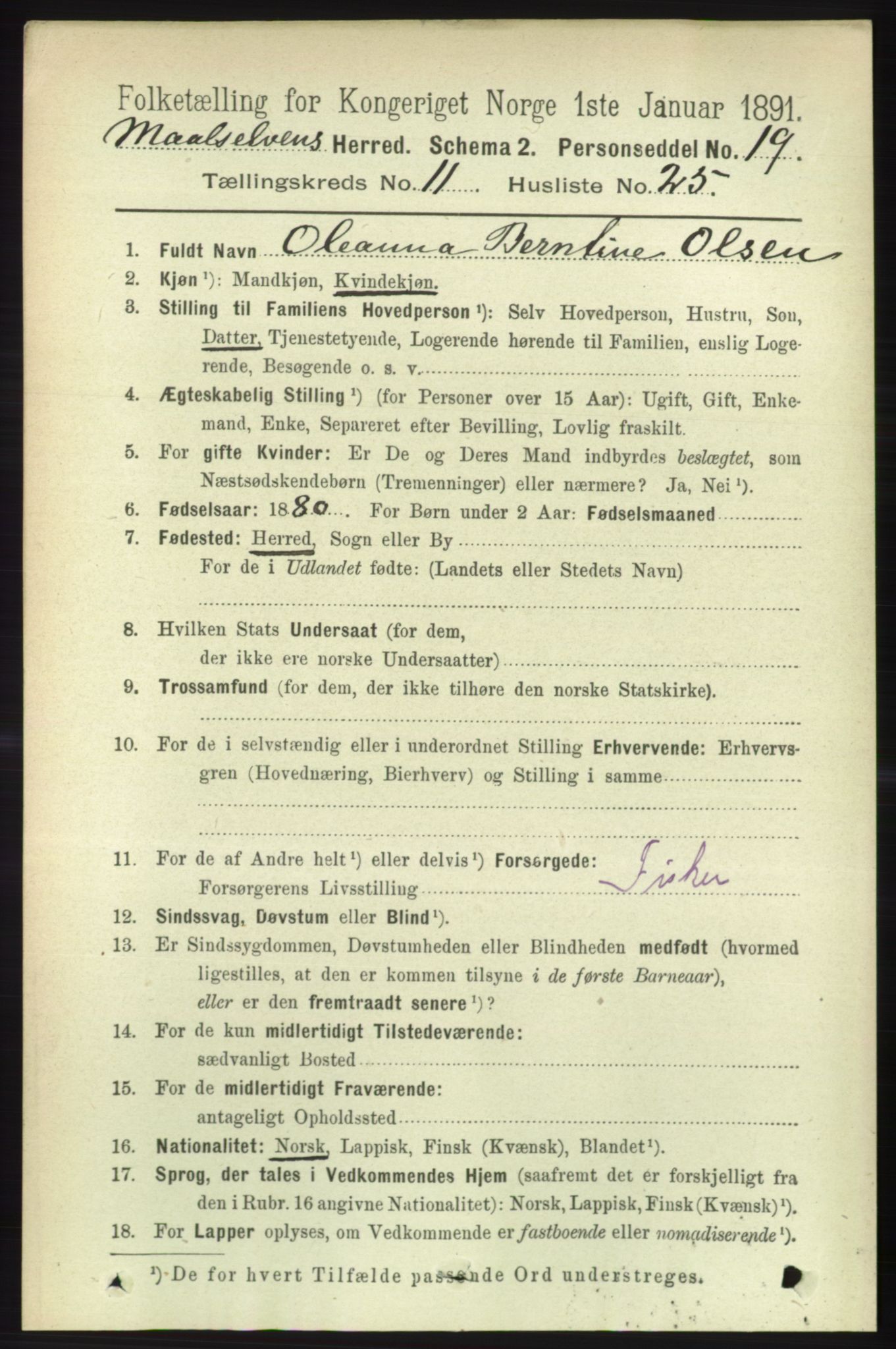 RA, Folketelling 1891 for 1924 Målselv herred, 1891, s. 3447