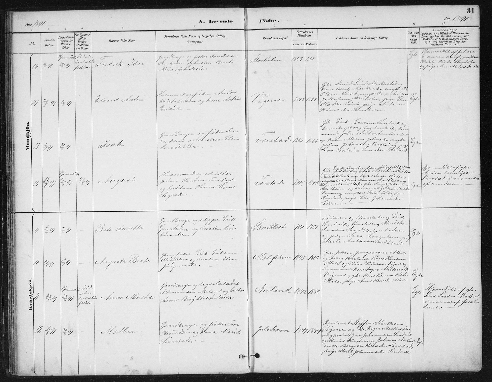 Ministerialprotokoller, klokkerbøker og fødselsregistre - Møre og Romsdal, AV/SAT-A-1454/567/L0783: Klokkerbok nr. 567C03, 1887-1903, s. 31