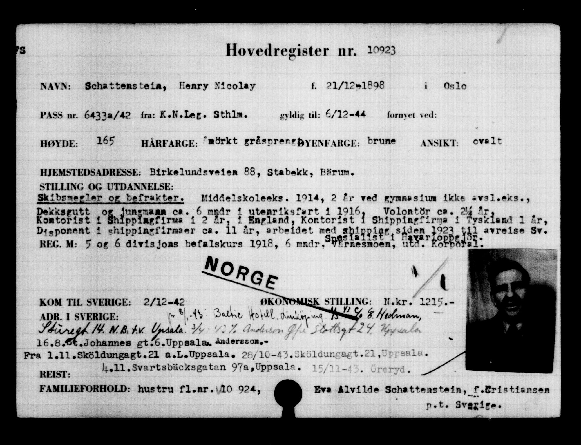 Utenriksstasjonene, Legasjonen i Stockholm, Flyktningkontoret, AV/RA-S-6753/V/Va/L0006: Kjesäterkartoteket, flyktninger med registreringsnr. 9400-12711, 1940-1945, s. 1742