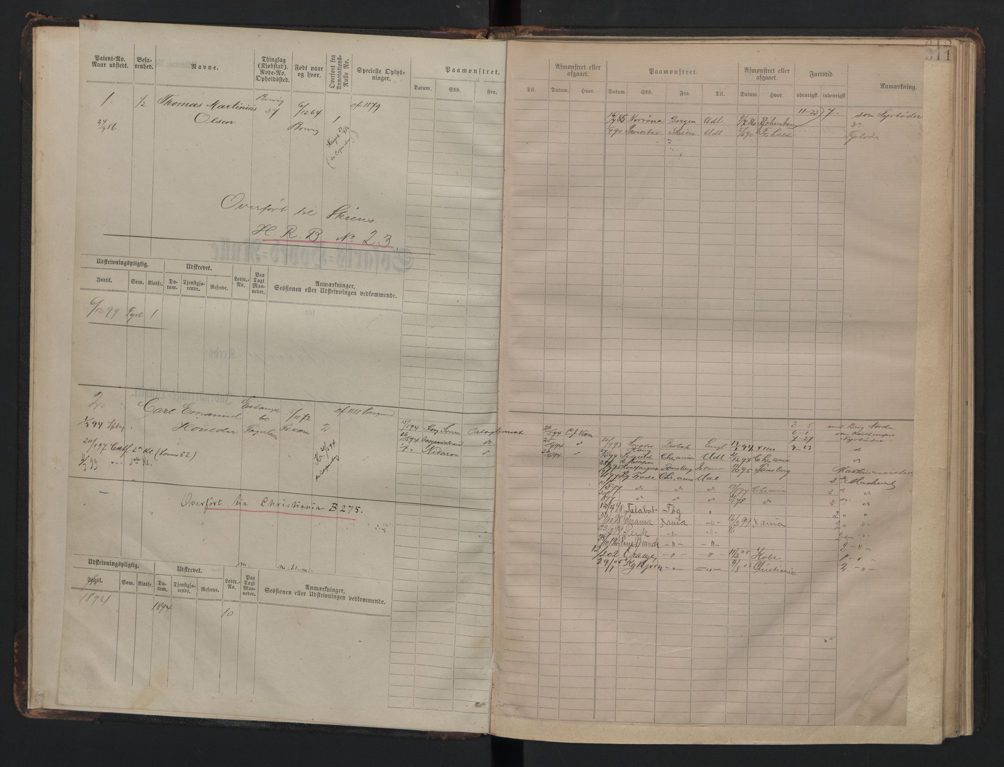 Brevik innrulleringskontor, AV/SAKO-A-833/F/Fc/L0001: B-rulle- maskinister, 1886-1948, s. 311