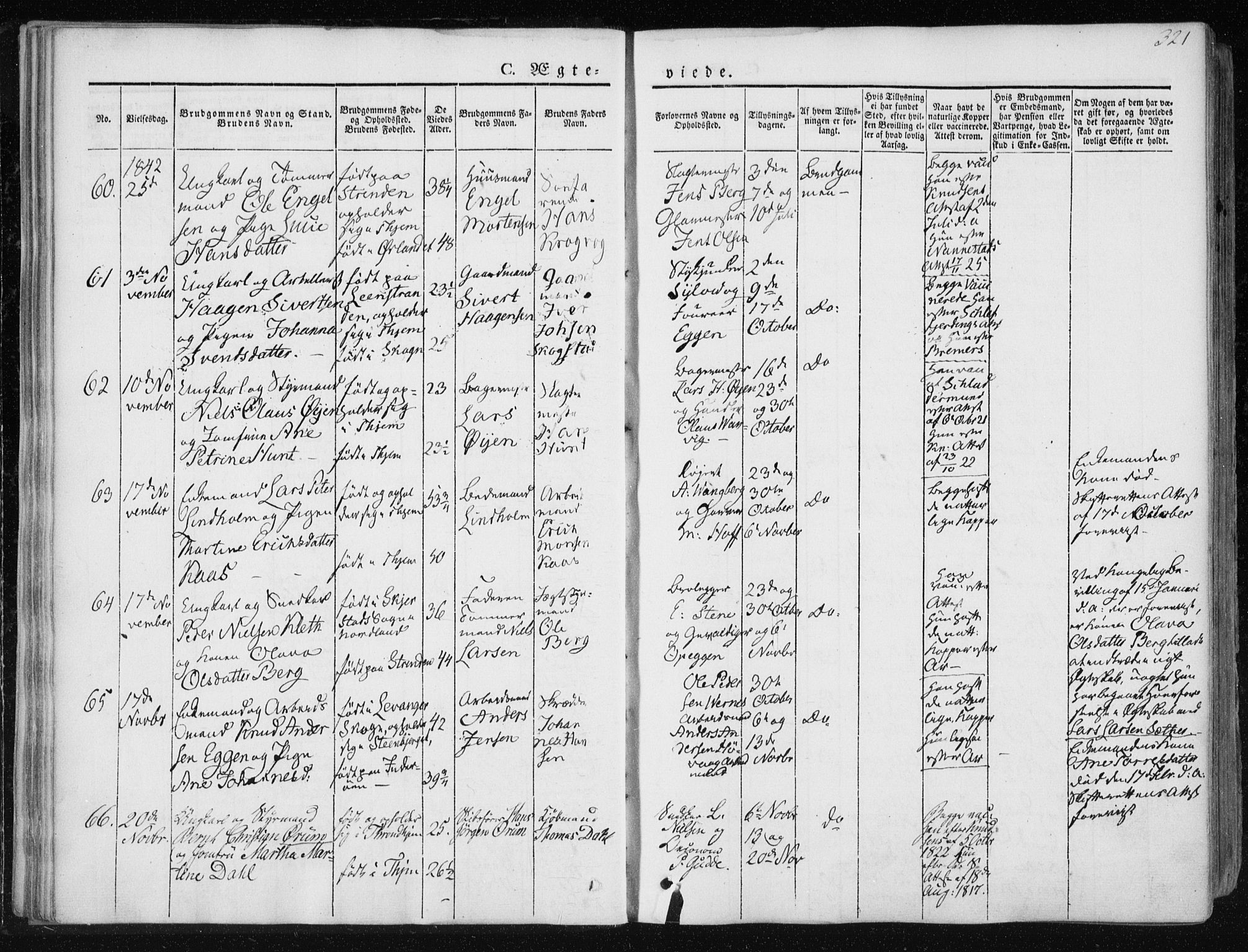 Ministerialprotokoller, klokkerbøker og fødselsregistre - Sør-Trøndelag, AV/SAT-A-1456/601/L0049: Ministerialbok nr. 601A17, 1839-1847, s. 321