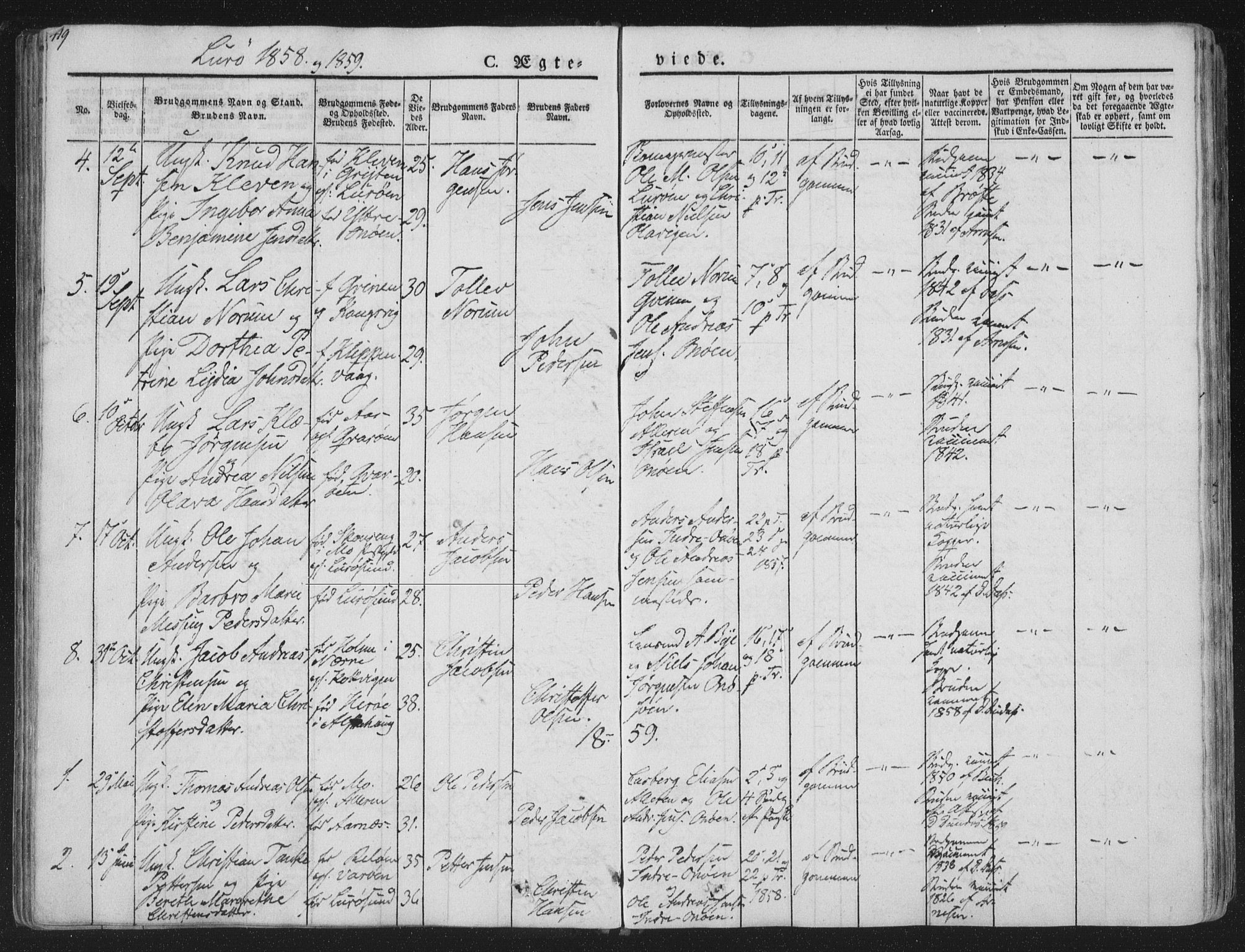 Ministerialprotokoller, klokkerbøker og fødselsregistre - Nordland, SAT/A-1459/839/L0566: Ministerialbok nr. 839A03, 1825-1862, s. 419