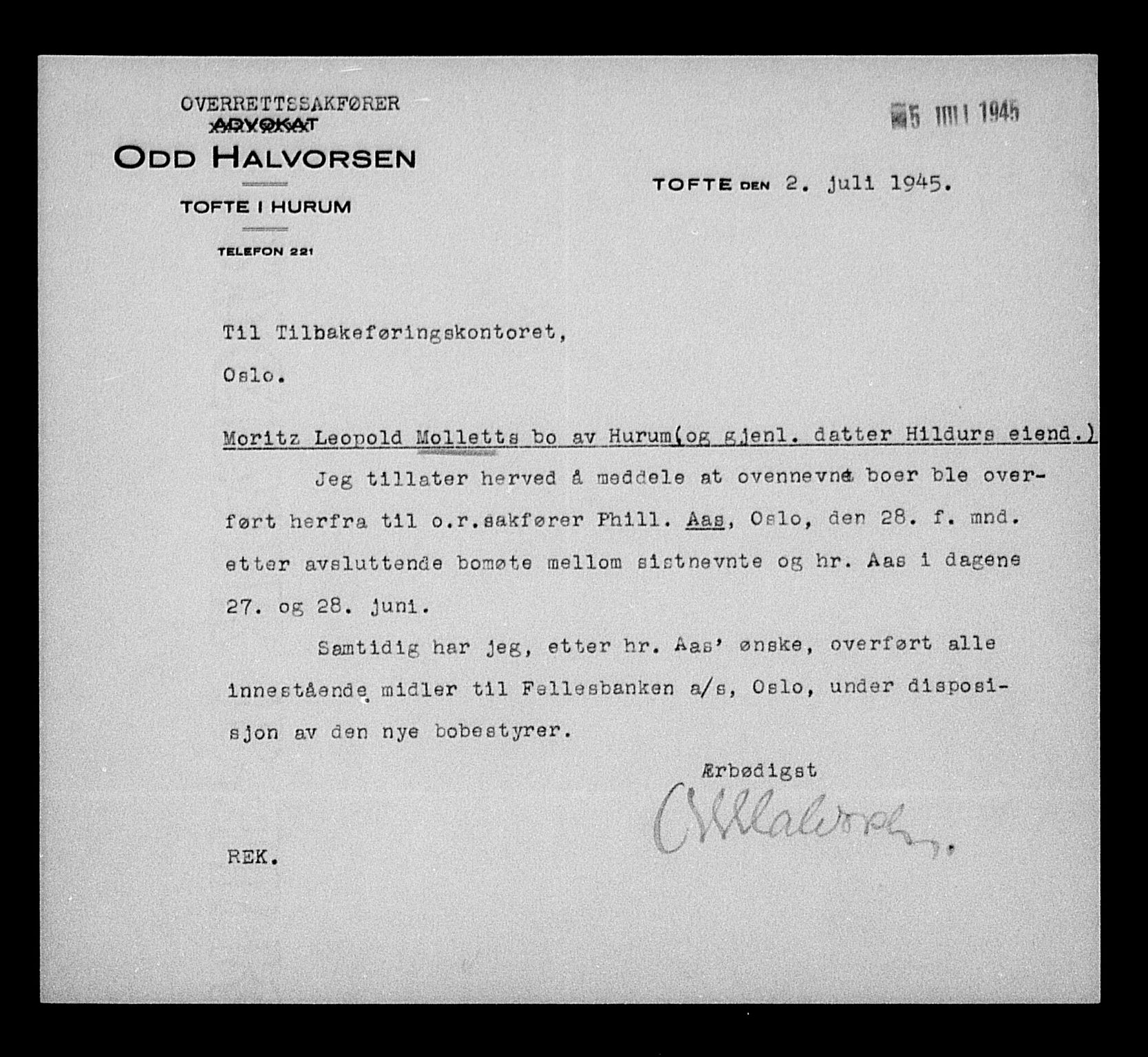 Justisdepartementet, Tilbakeføringskontoret for inndratte formuer, AV/RA-S-1564/H/Hc/Hcd/L1003: --, 1945-1947, s. 272