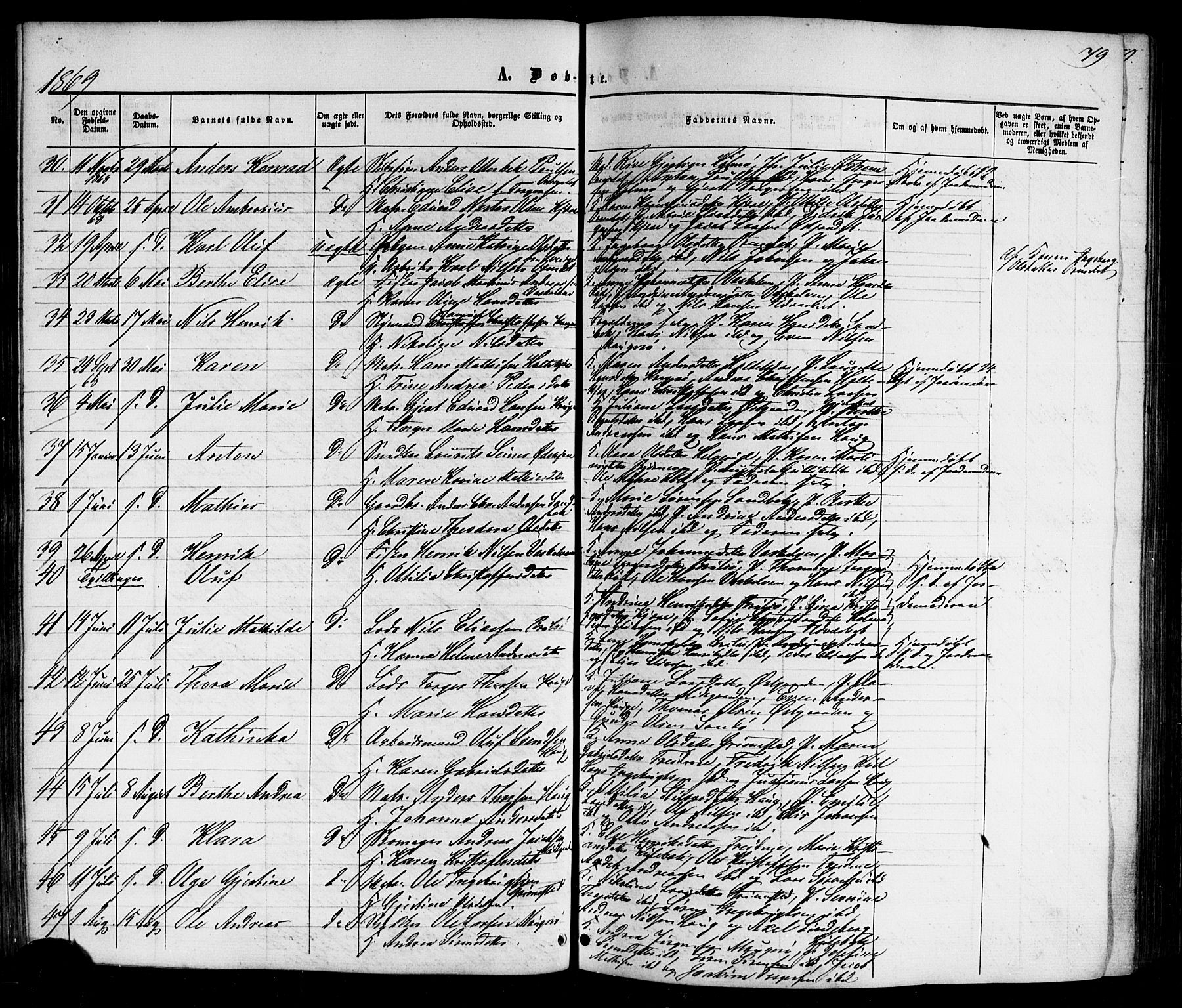 Nøtterøy kirkebøker, AV/SAKO-A-354/G/Gb/L0001: Klokkerbok nr. II 1, 1856-1874, s. 79