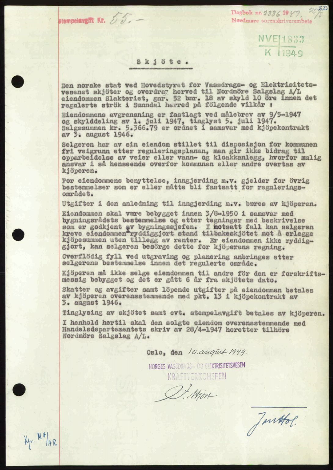 Nordmøre sorenskriveri, SAT/A-4132/1/2/2Ca: Pantebok nr. A112, 1949-1949, Dagboknr: 2336/1949