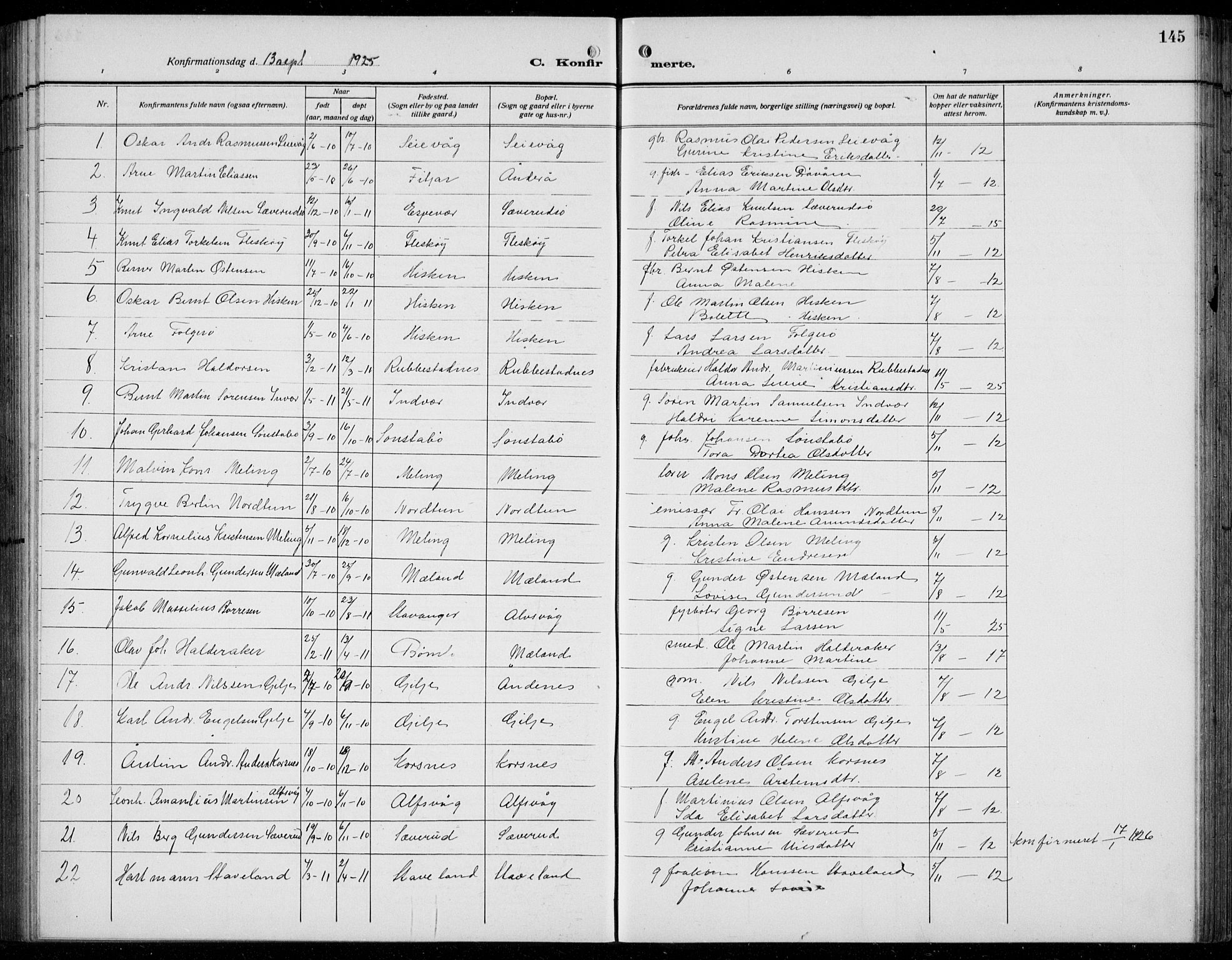 Finnås sokneprestembete, AV/SAB-A-99925/H/Ha/Hab/Habb/L0006: Klokkerbok nr. B 6, 1920-1936, s. 145