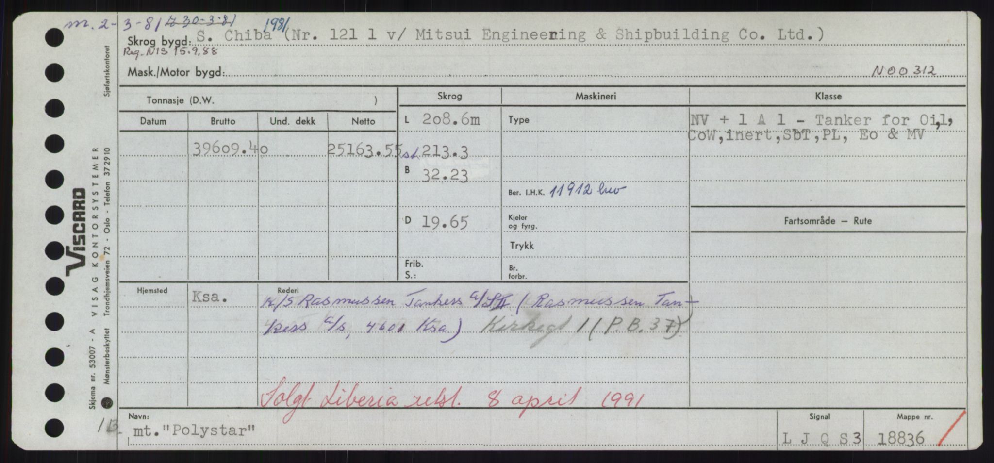 Sjøfartsdirektoratet med forløpere, Skipsmålingen, RA/S-1627/H/Hd/L0029: Fartøy, P, s. 497