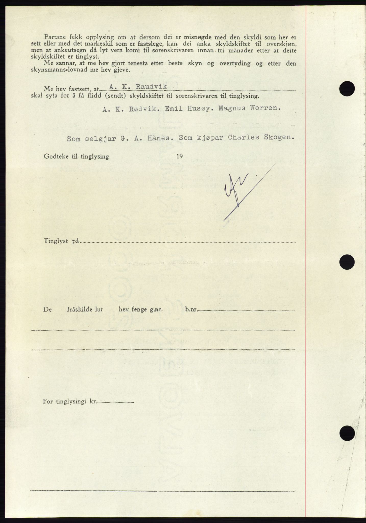 Søre Sunnmøre sorenskriveri, AV/SAT-A-4122/1/2/2C/L0081: Pantebok nr. 7A, 1947-1948, Dagboknr: 1132/1947