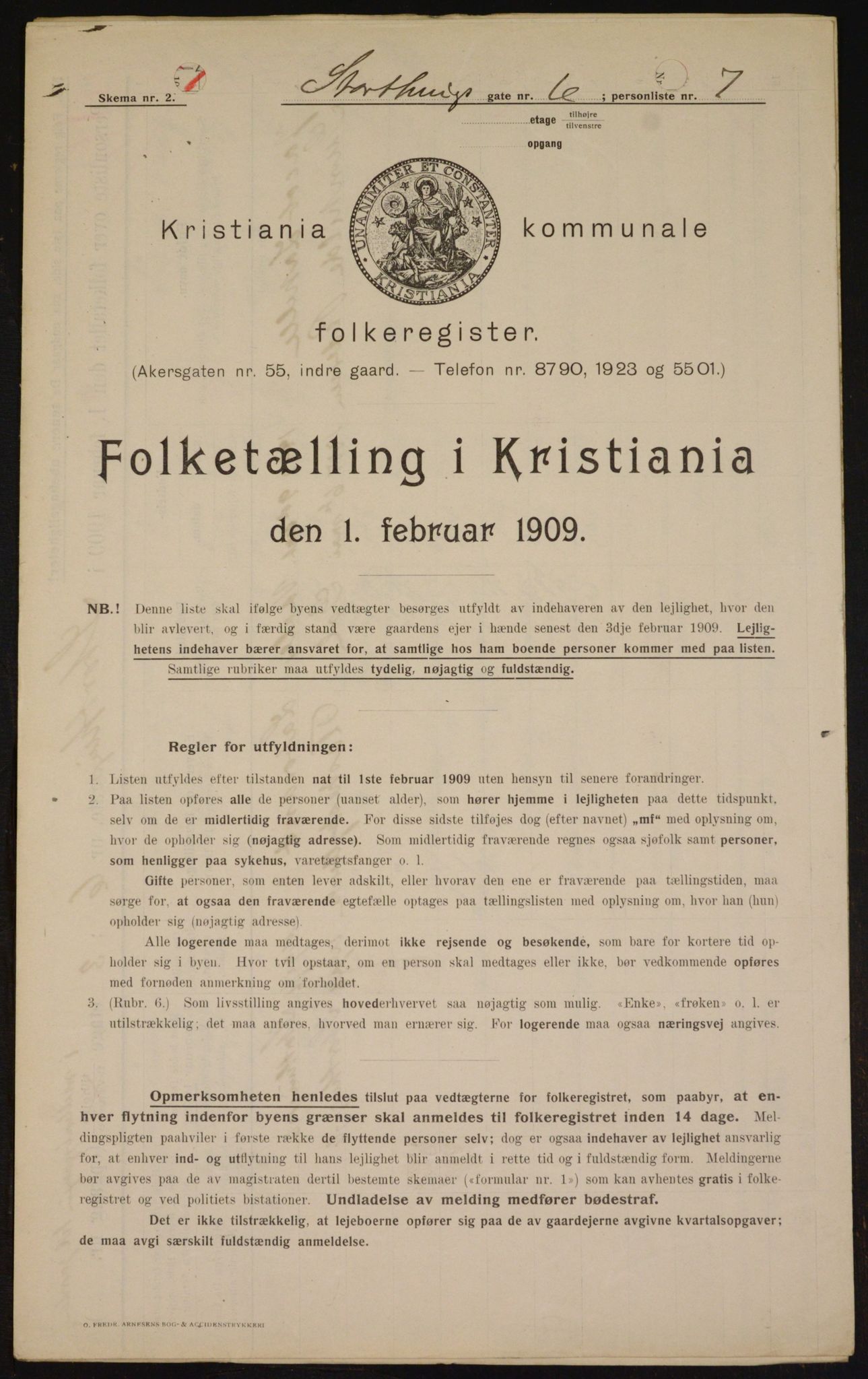 OBA, Kommunal folketelling 1.2.1909 for Kristiania kjøpstad, 1909, s. 93604