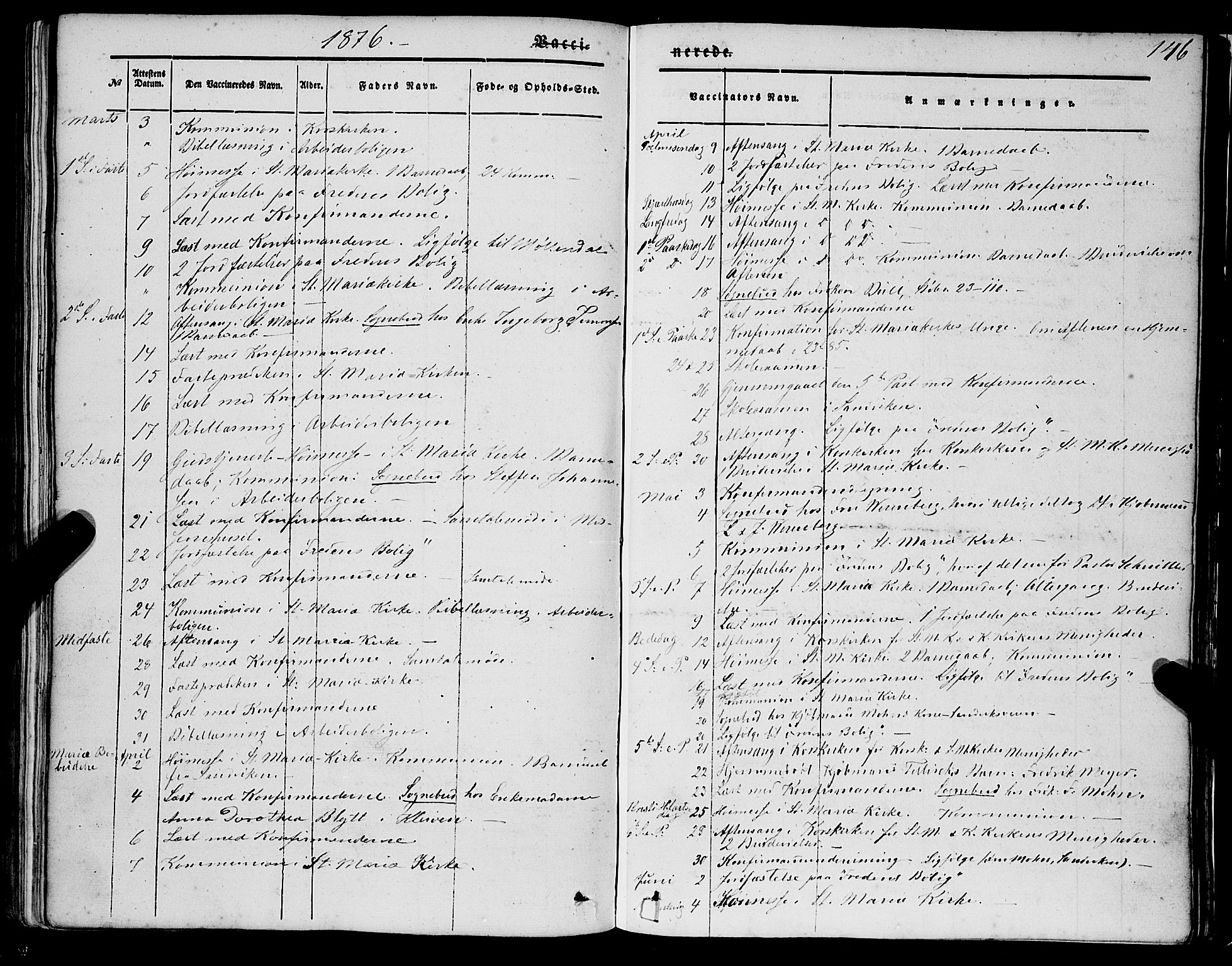 Mariakirken Sokneprestembete, AV/SAB-A-76901/H/Haa/L0006: Ministerialbok nr. A 6, 1846-1877, s. 146