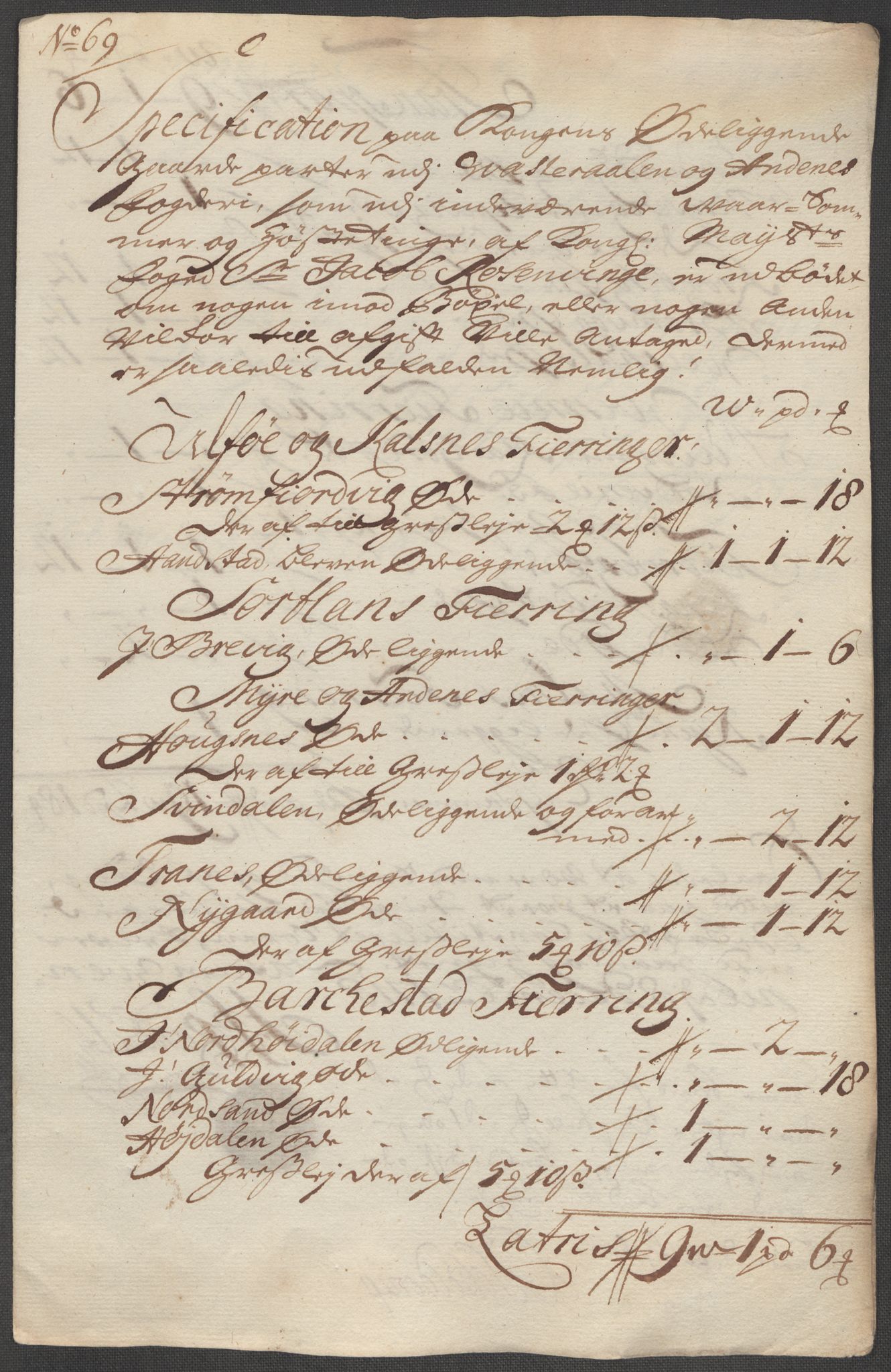Rentekammeret inntil 1814, Reviderte regnskaper, Fogderegnskap, AV/RA-EA-4092/R67/L4684: Fogderegnskap Vesterålen, Andenes og Lofoten, 1718, s. 373