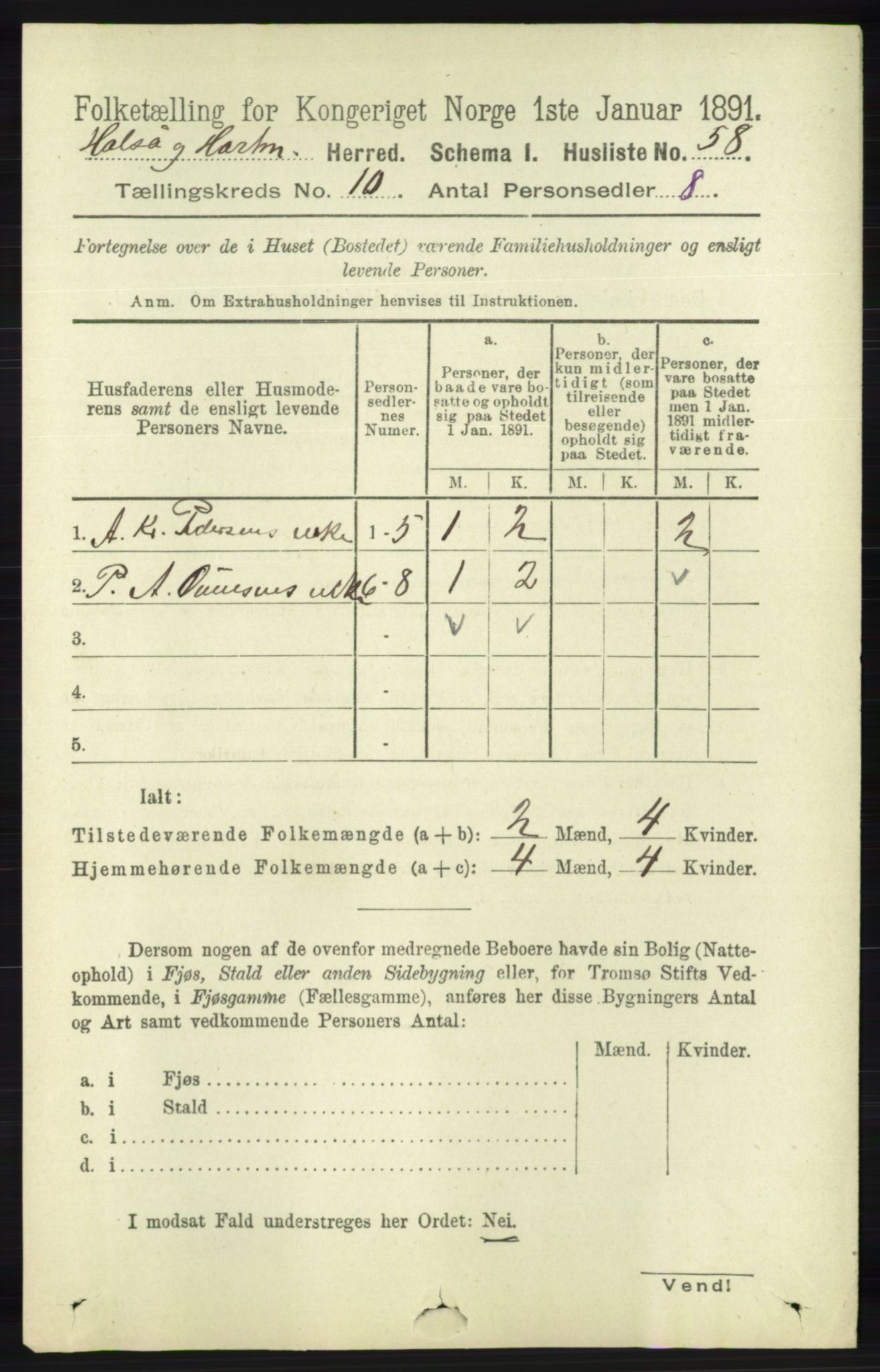 RA, Folketelling 1891 for 1019 Halse og Harkmark herred, 1891, s. 3761